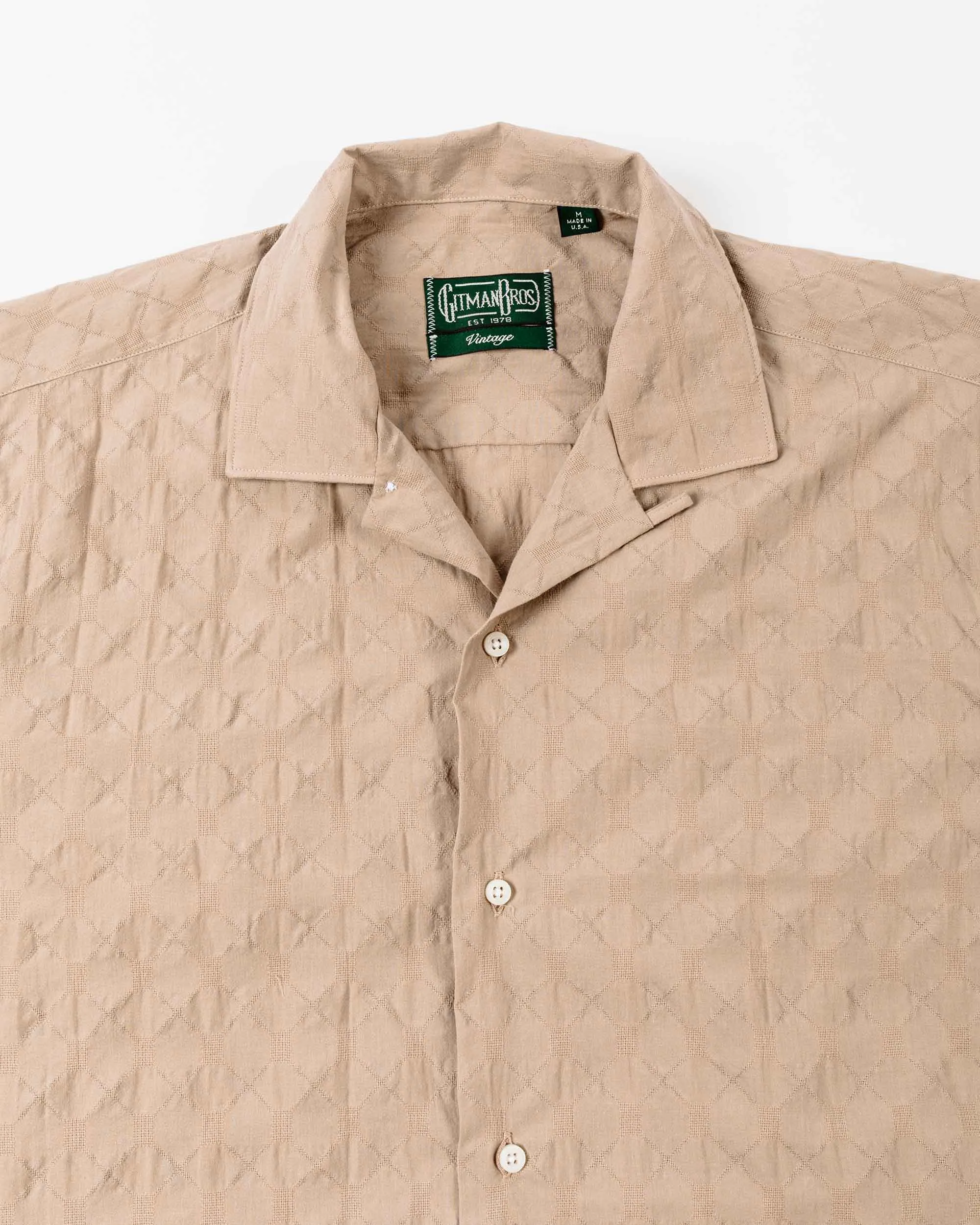 Gitman Vintage Bros. Tan Japanese Ripple Jacquard Camp Collar Shirt sold by Lost & Found product image thumbnail 5