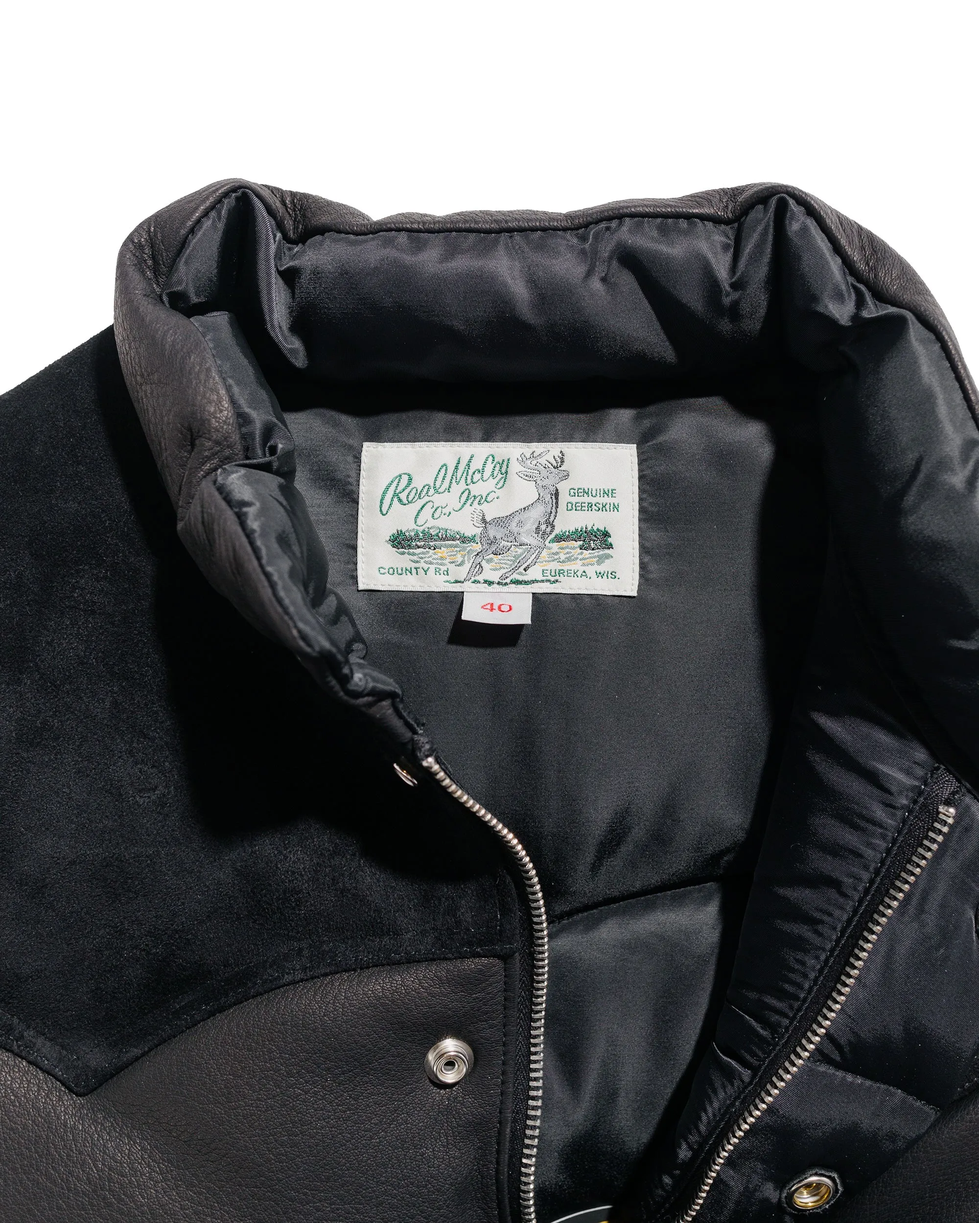 The Real McCoy's MJ22119 Deerskin Down Vest Black sold by Lost & Found product image thumbnail 5