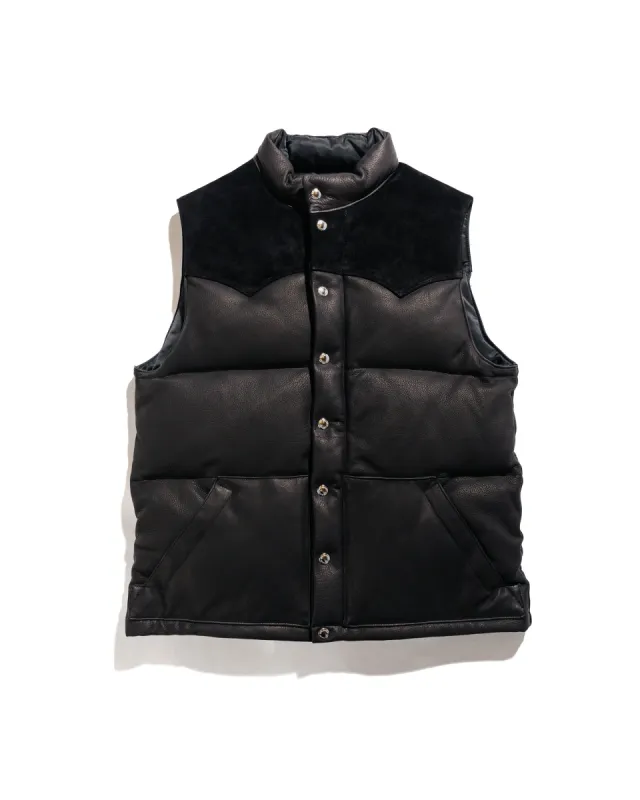 The Real McCoy's MJ22119 Deerskin Down Vest Black sold by Lost & Found