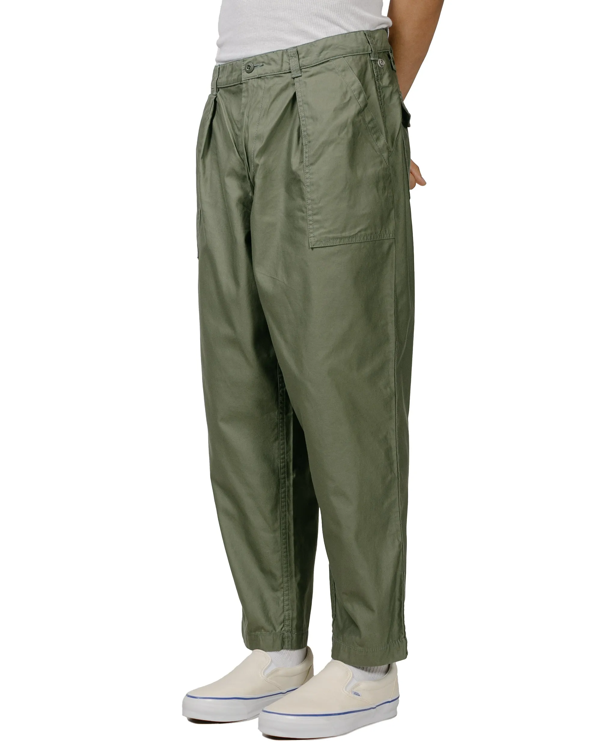 Beams Plus 1Pleat Baker 80/3 Back Satin Sage sold by Lost & Found product image thumbnail 2