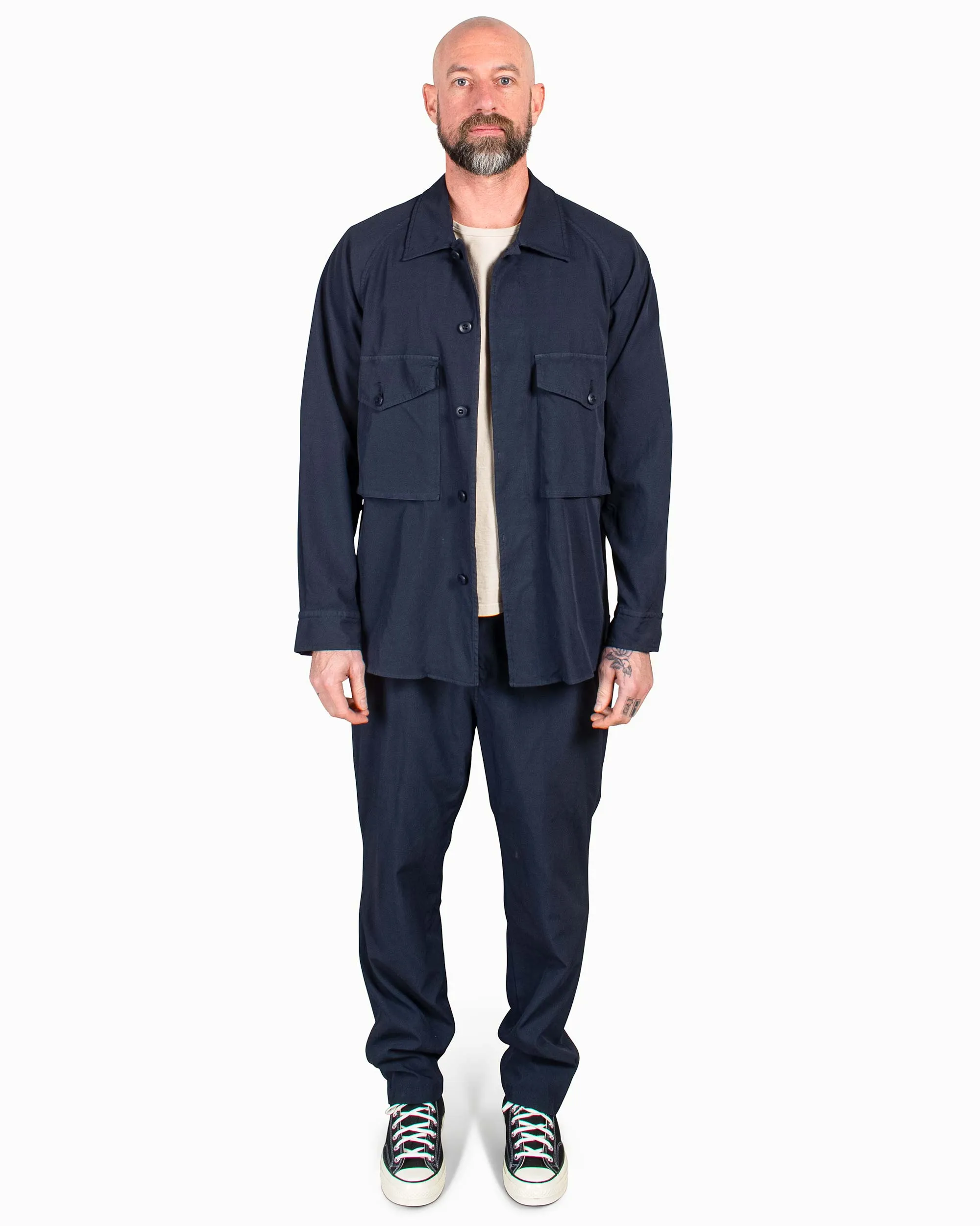 Sage de Cret Tapered Pants Navy Polyester Oxford sold by Lost & Found product image thumbnail 2