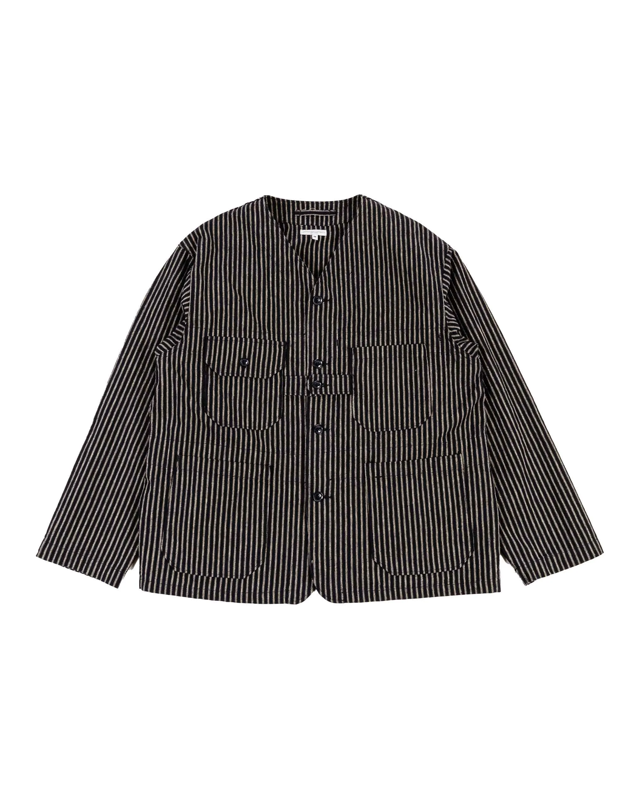 Engineered Garments Cardigan Jacket Navy/Grey LC Stripe sold by Lost & Found