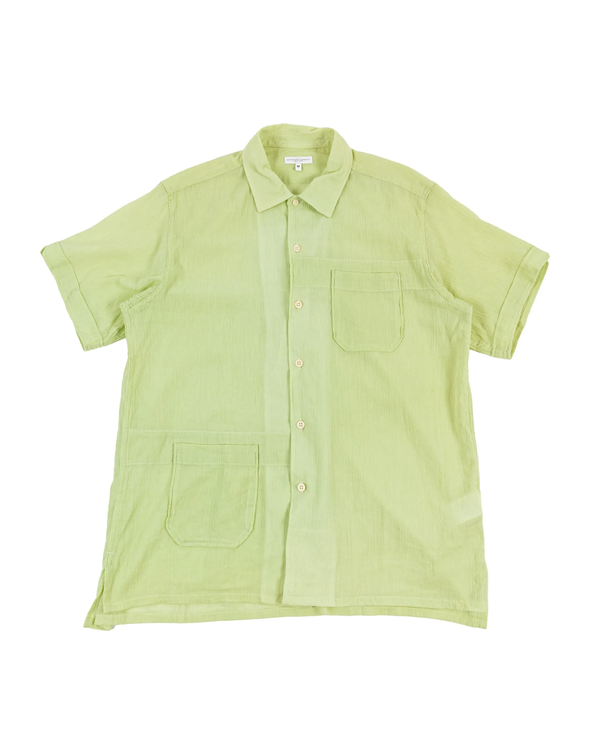 Engineered Garments Camp Shirt Lime Cotton Crepe sold by Lost & Found