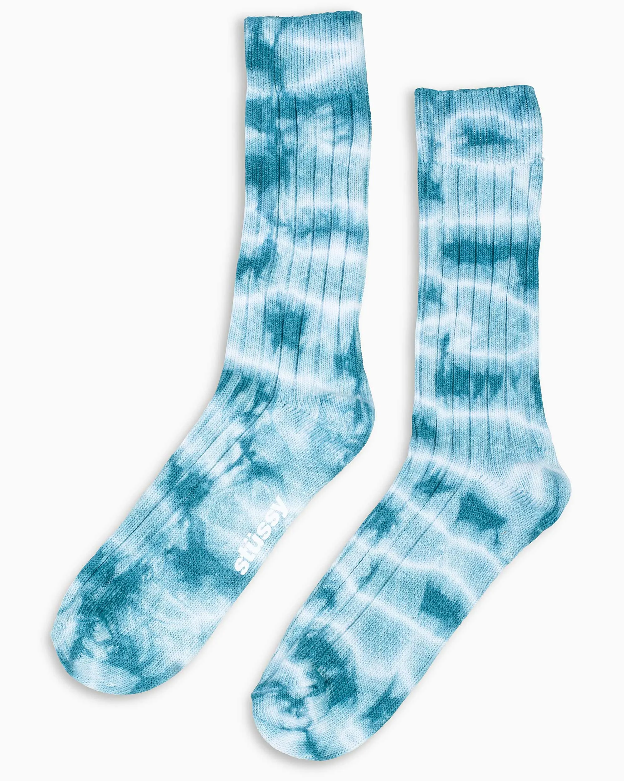 Stüssy Dyed Ribbed Crew Socks Teal sold by Lost & Found