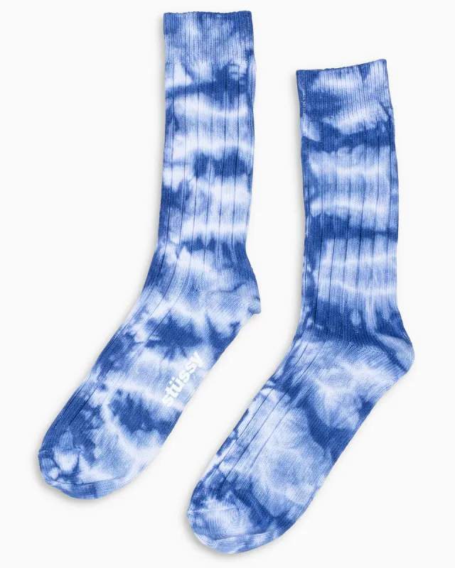 Stüssy Dyed Ribbed Crew Socks Indigo sold by Lost & Found