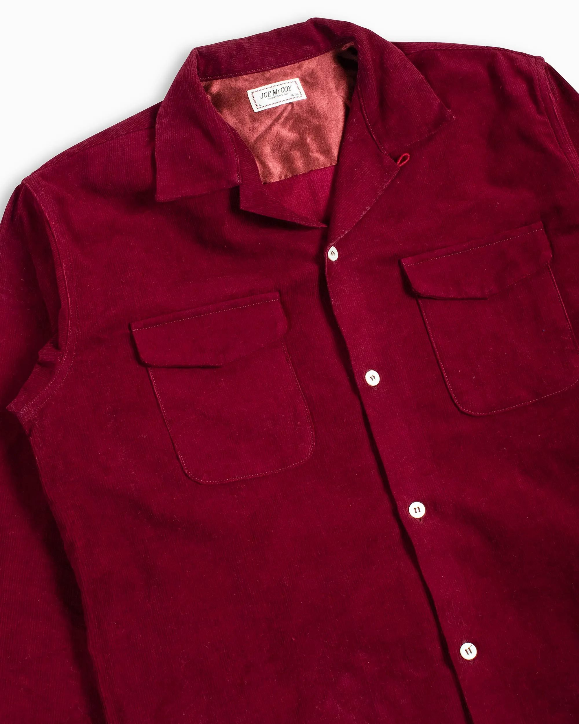 The Real McCoy's MS22102 Corduroy Open Collar Shirt Burgundy sold by Lost & Found product image thumbnail 5