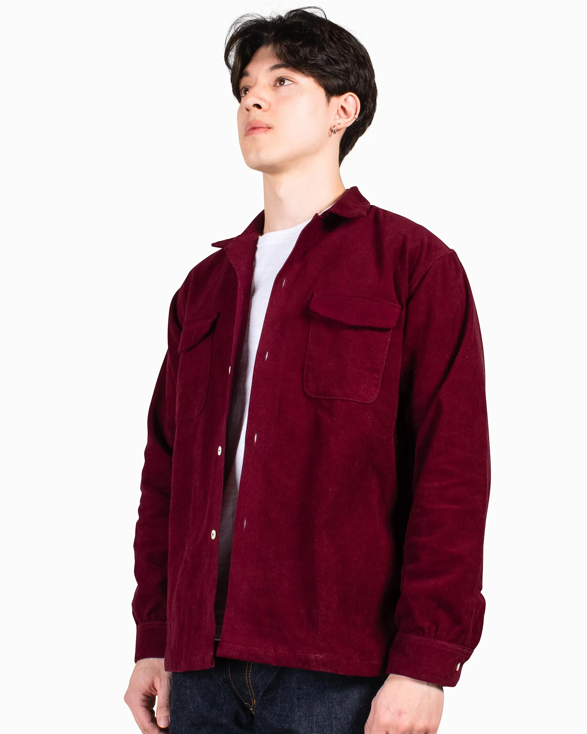 The Real McCoy's MS22102 Corduroy Open Collar Shirt Burgundy sold by Lost & Found product image thumbnail 4