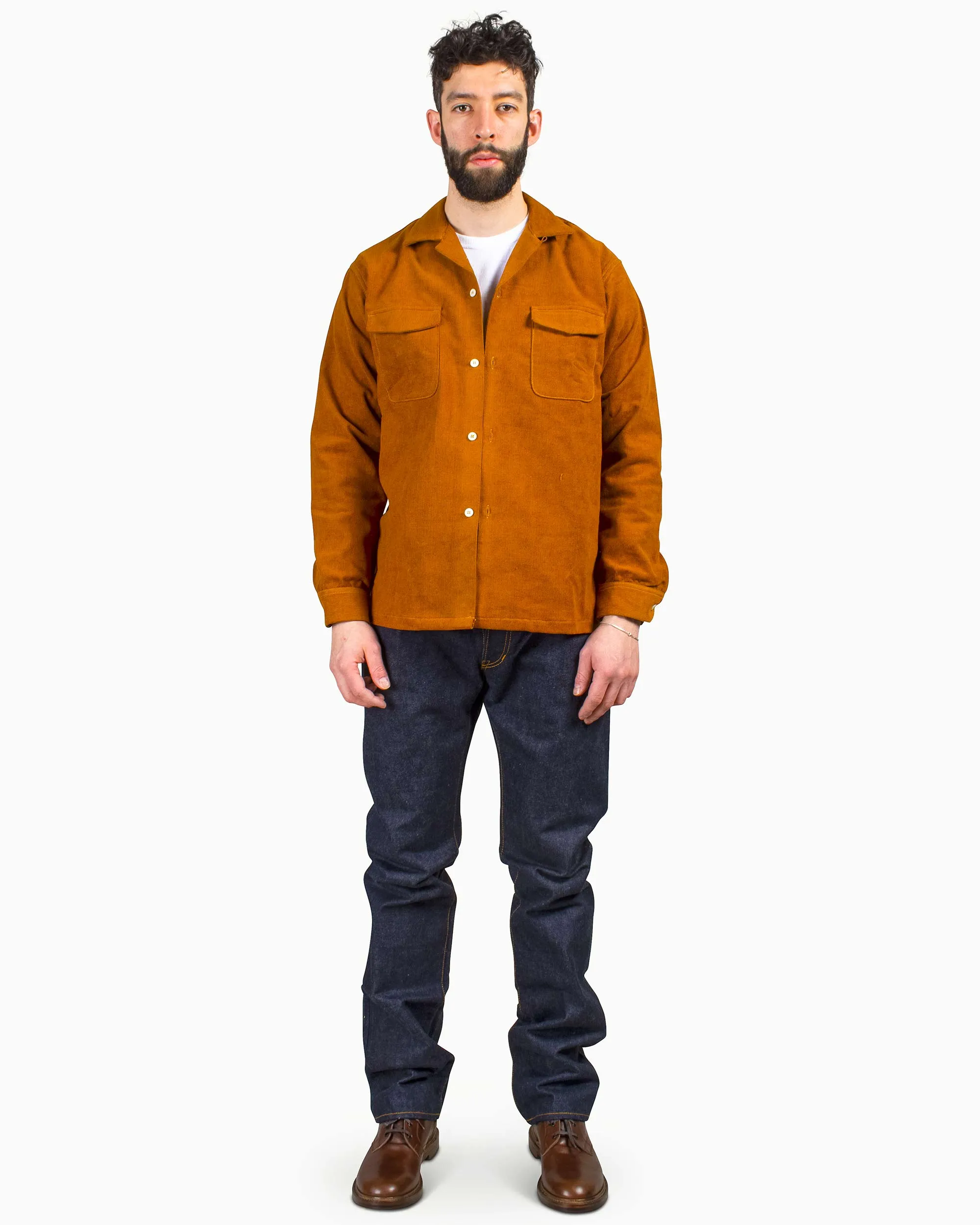 The Real McCoy's MS22102 Corduroy Open Collar Shirt Mustard sold by Lost & Found product image thumbnail 2