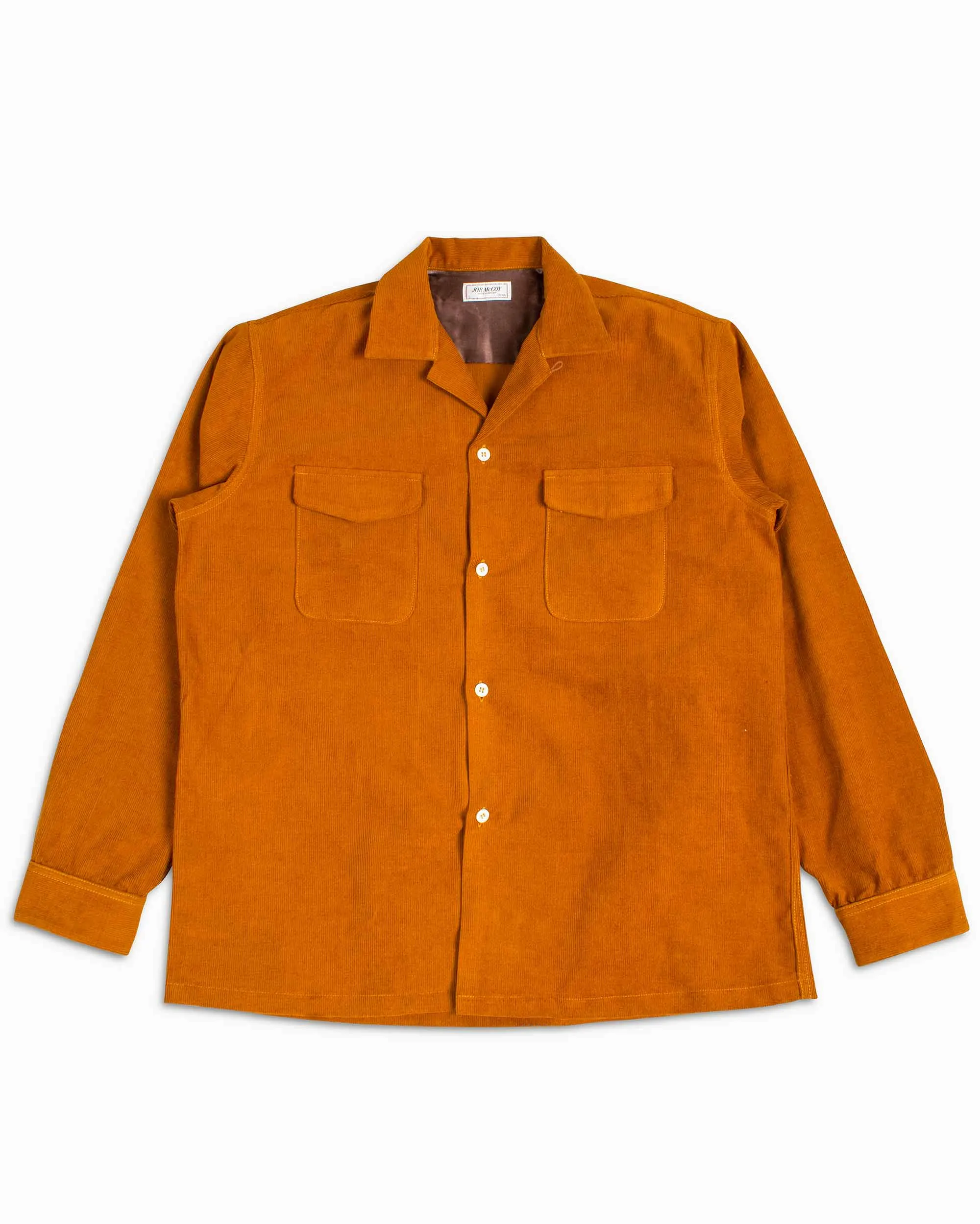 The Real McCoy's MS22102 Corduroy Open Collar Shirt Mustard sold by Lost & Found