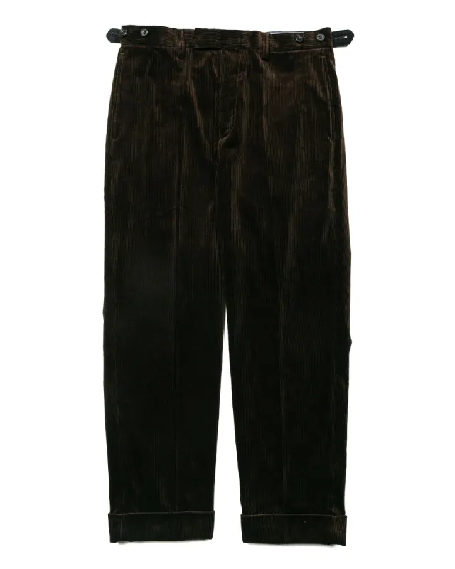 Beams Plus Ivy Trousers Ankle-Cut Corduroy Dark Brown sold by Lost & Found