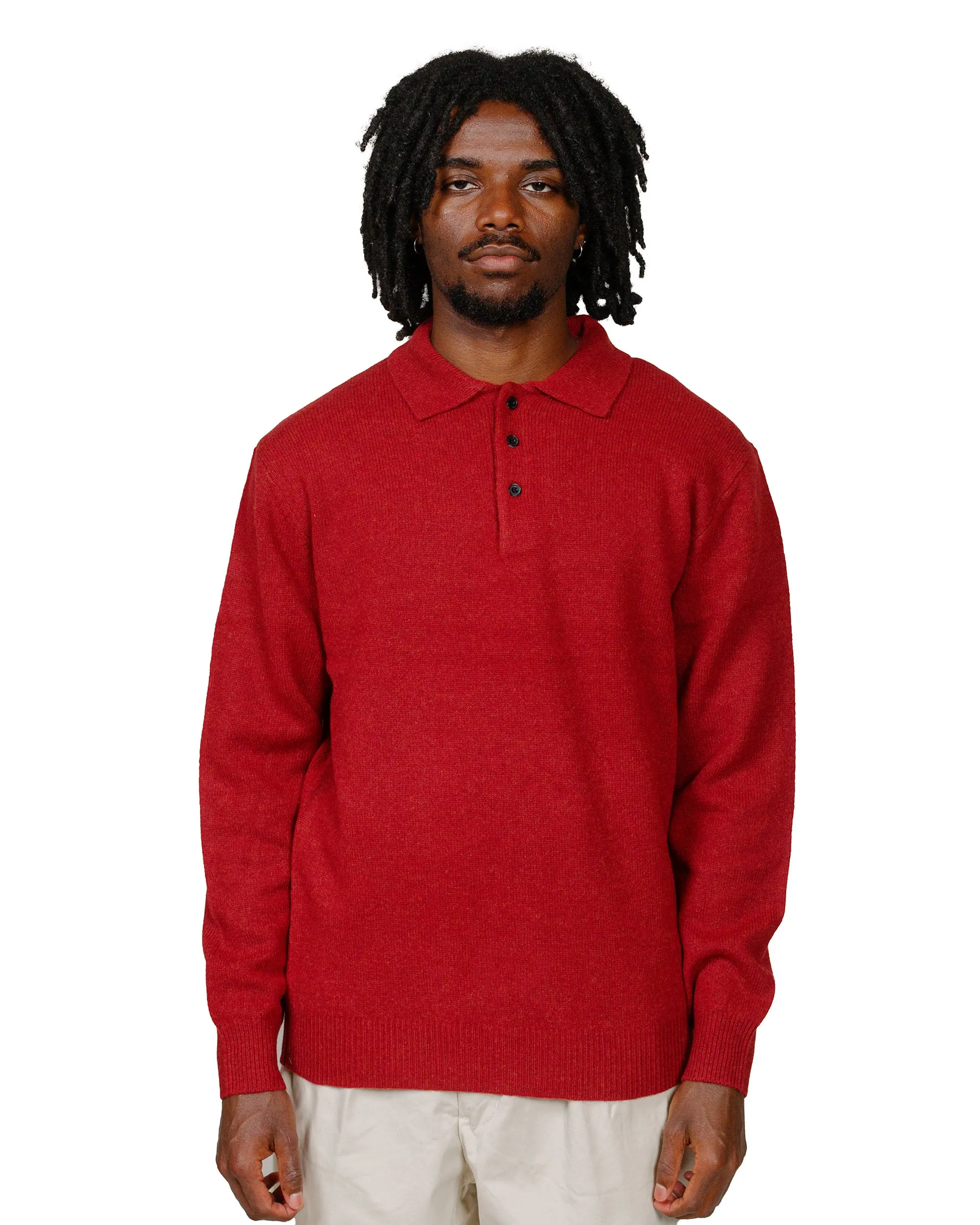 Beams Plus Knit Polo 9G Burgundy sold by Lost & Found product image thumbnail 2