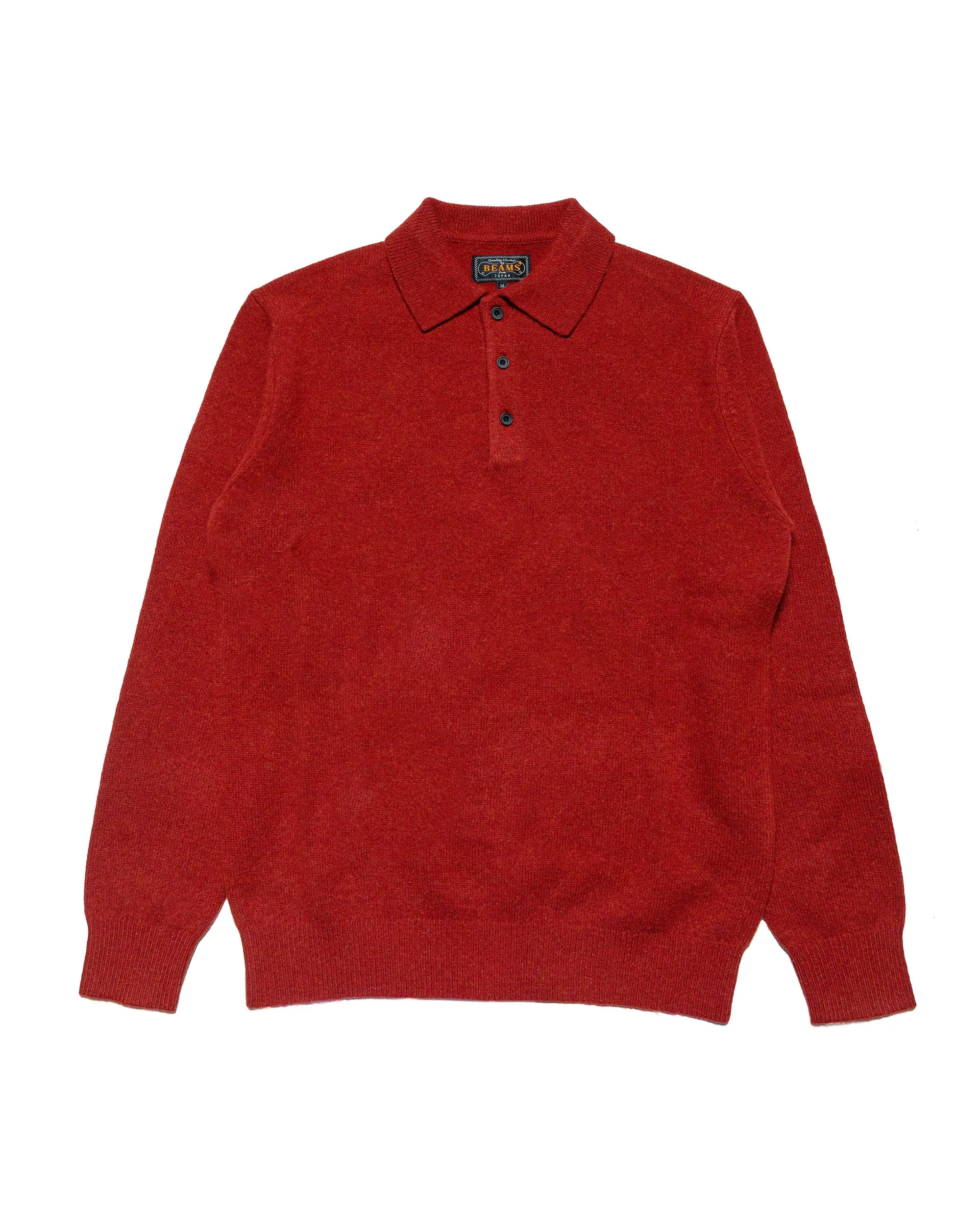 Beams Plus Knit Polo 9G Burgundy sold by Lost & Found