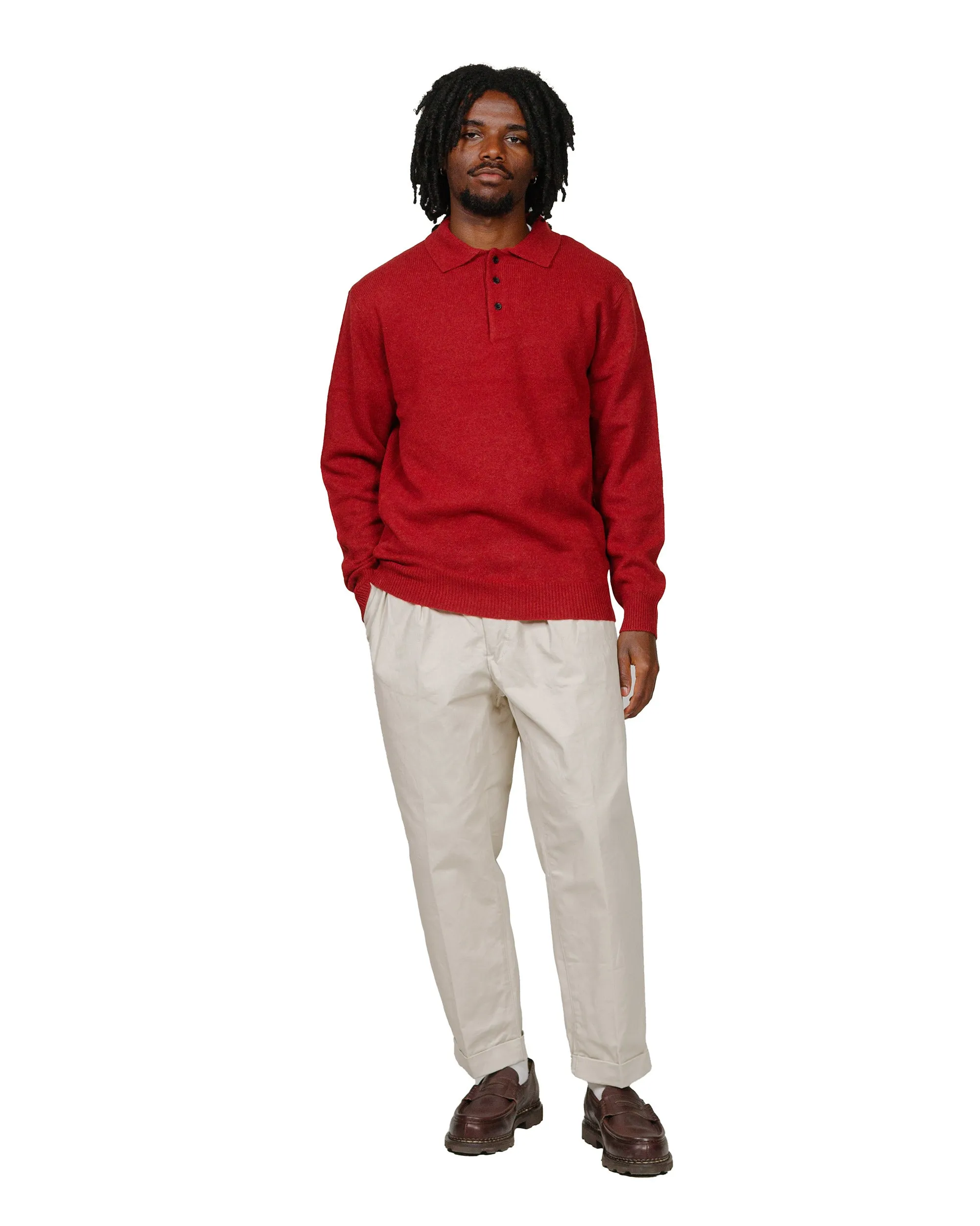 Beams Plus Knit Polo 9G Burgundy sold by Lost & Found product image thumbnail 4