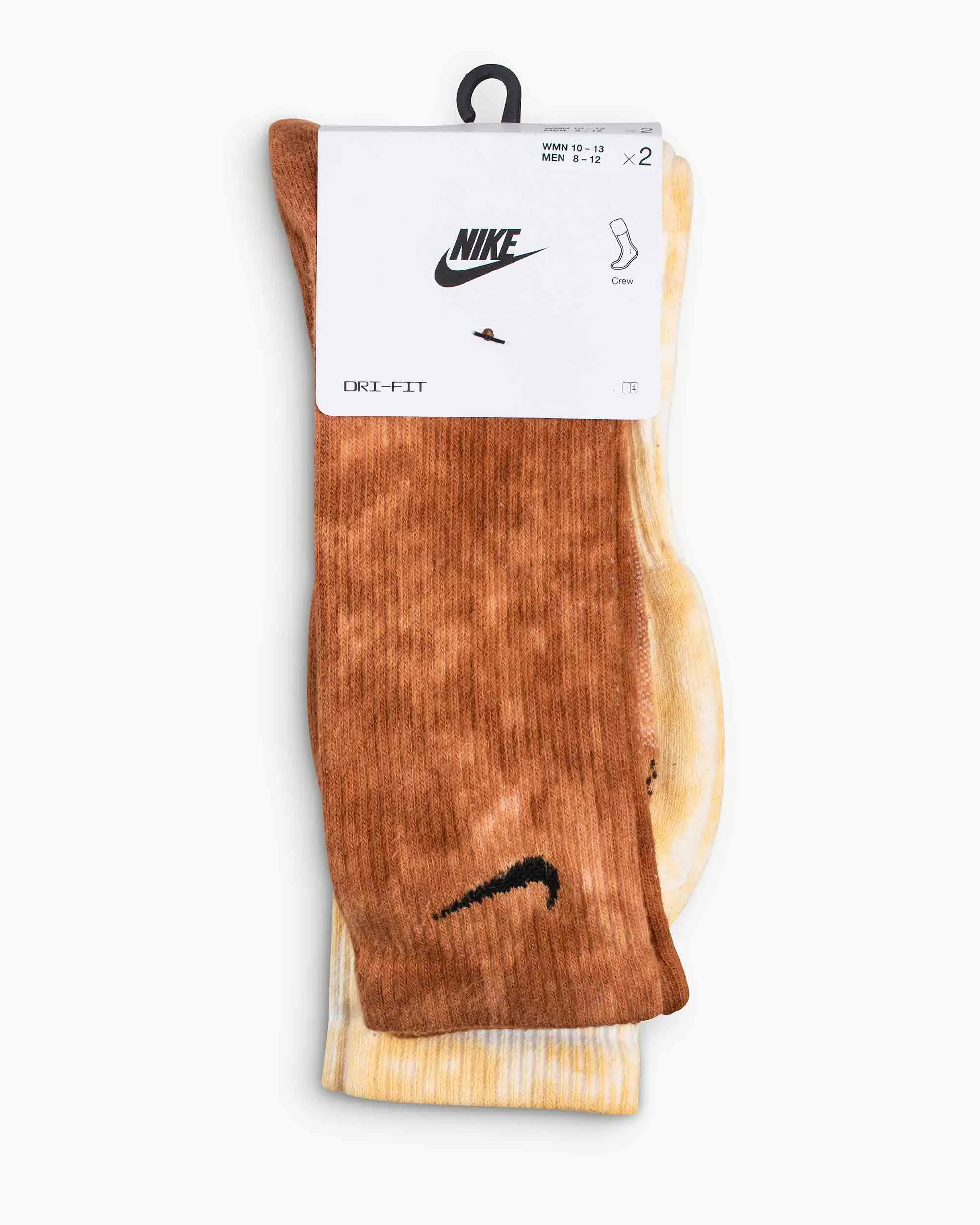 Nike Everyday Plus Cushioned Tie-Dye Crew Socks Brown (2 Pack) sold by Lost & Found