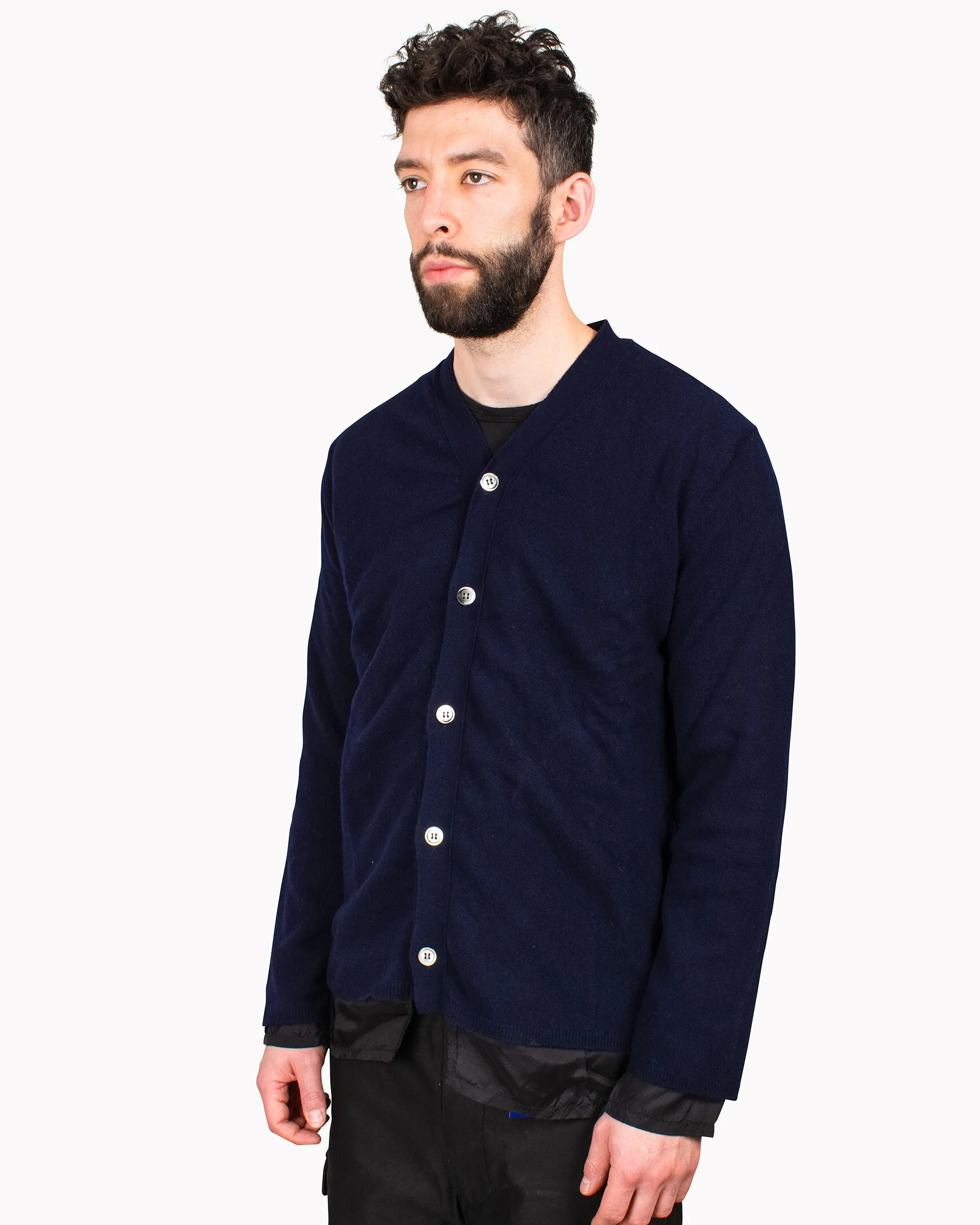 Comme des Garçons SHIRT Fully Lambswool Cupro Cardigan Navy sold by Lost & Found product image thumbnail 4