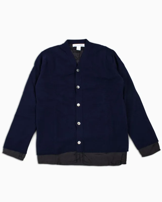 Comme des Garçons SHIRT Fully Lambswool Cupro Cardigan Navy sold by Lost & Found