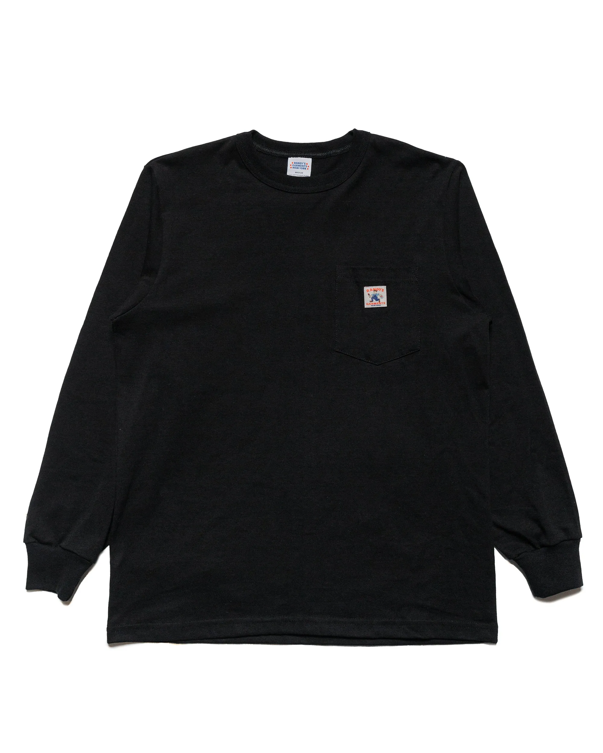Randy's Garments Long-Sleeve Pocket Tee Black sold by Lost & Found