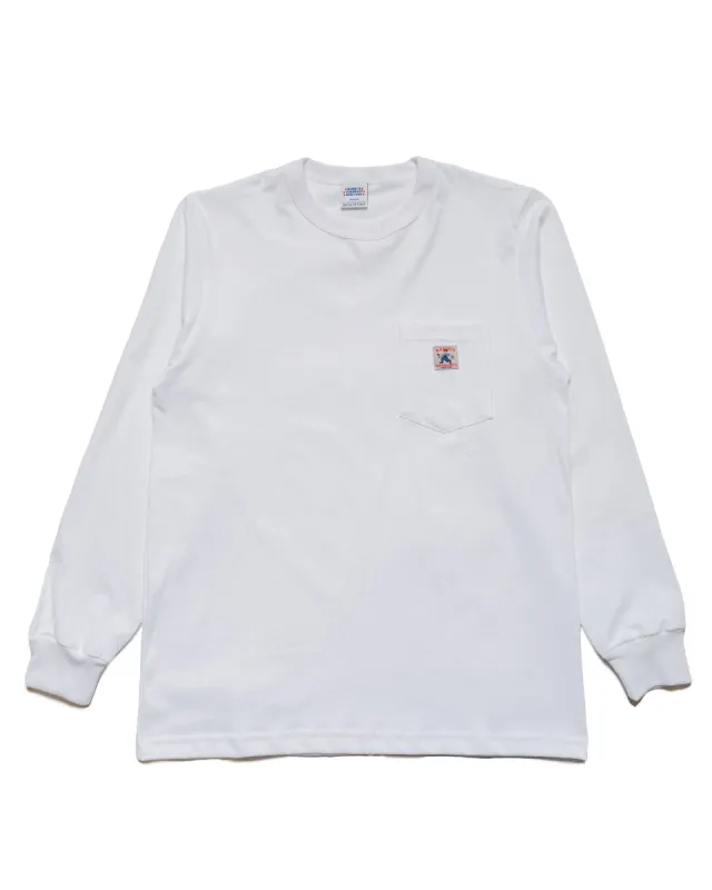 Randy's Garments Long-Sleeve Pocket Tee White sold by Lost & Found
