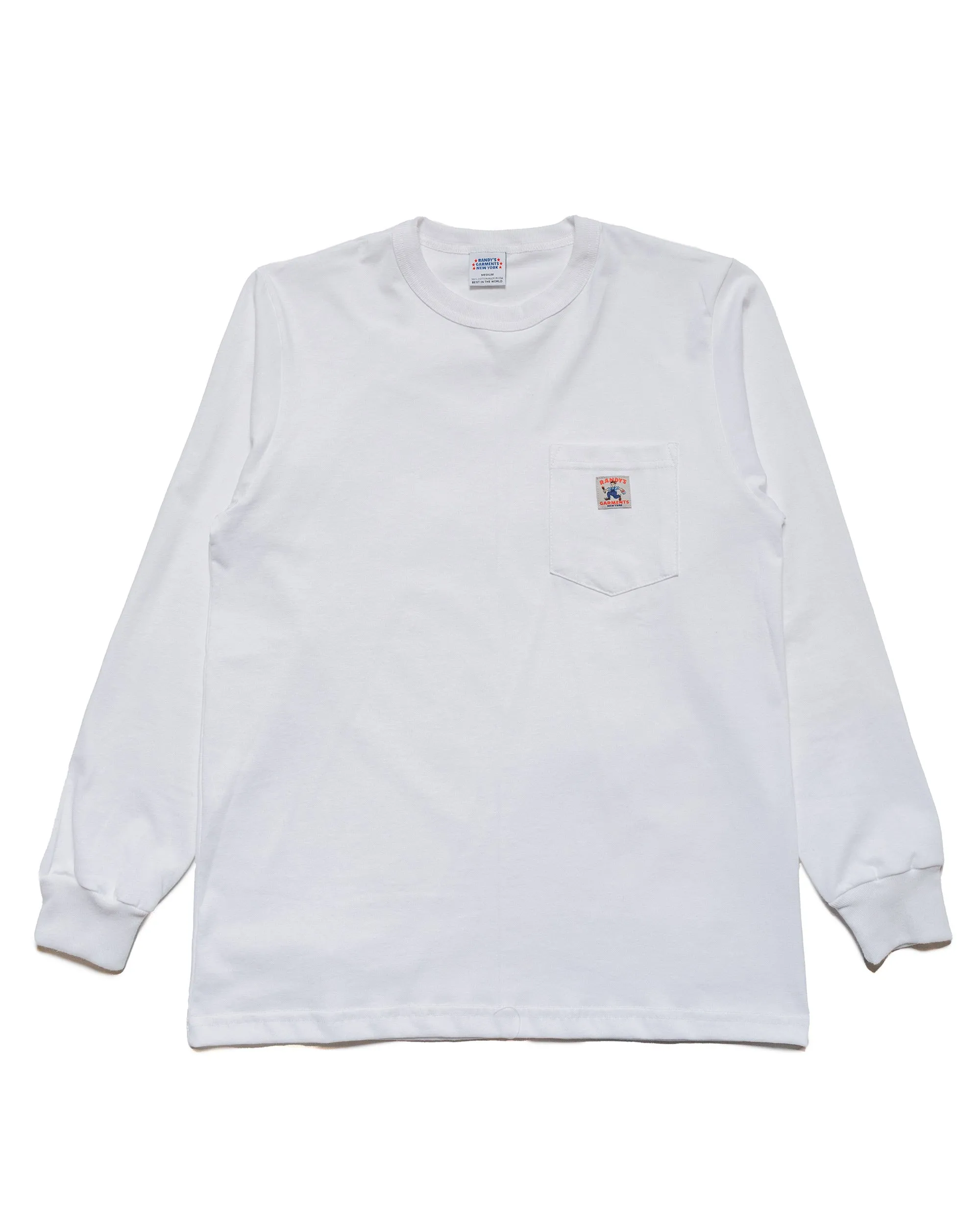 Randy's Garments Long-Sleeve Pocket Tee White sold by Lost & Found