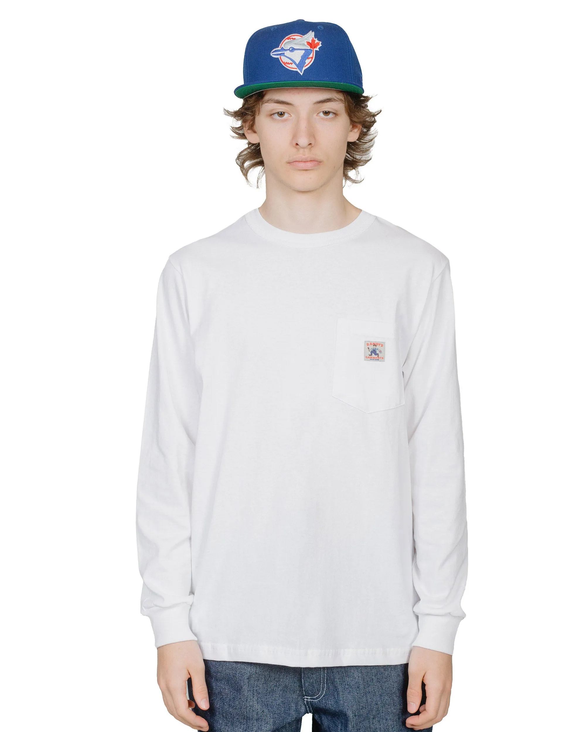 Randy's Garments Long-Sleeve Pocket Tee White sold by Lost & Found product image thumbnail 2