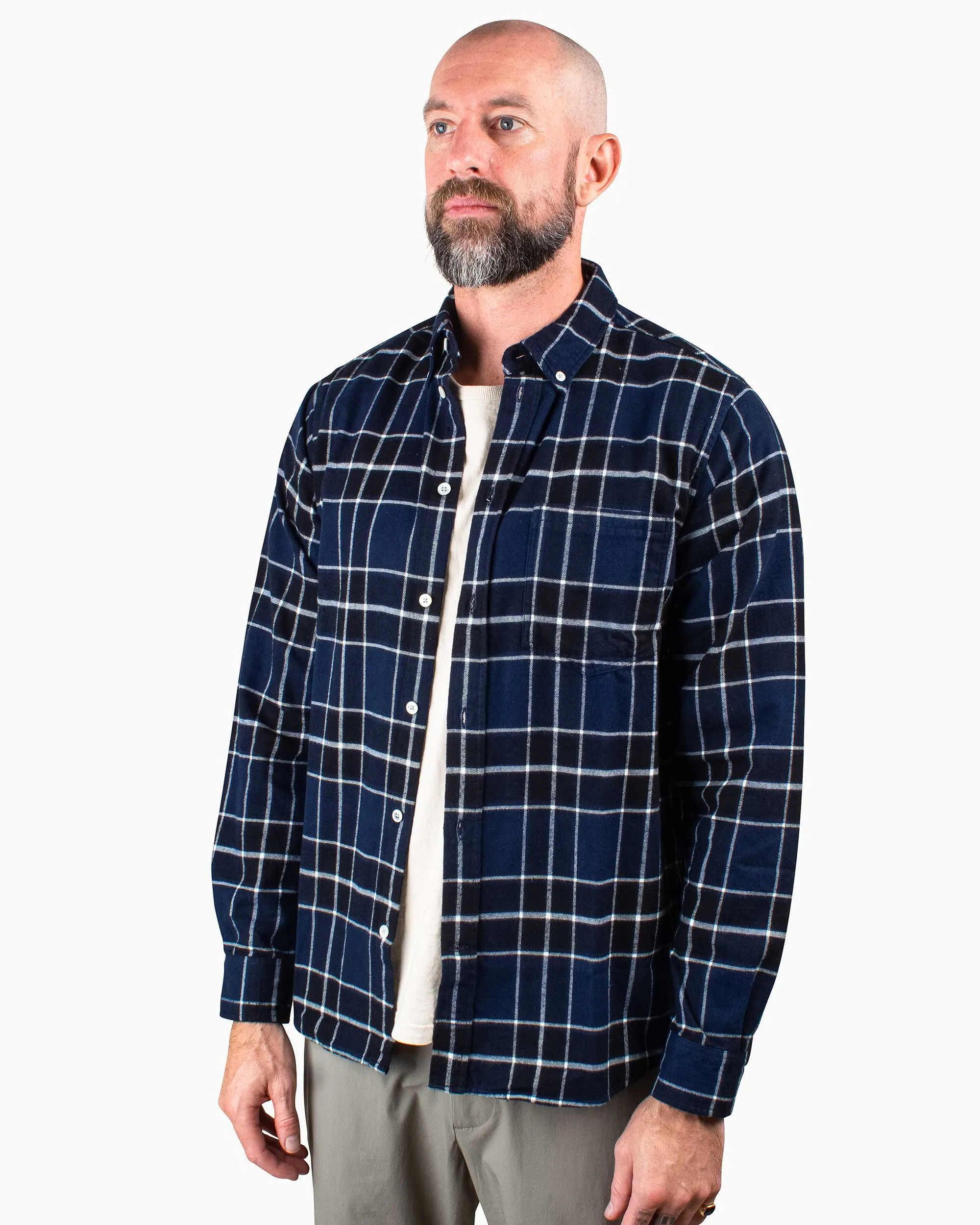 Norse Projects Anton Brushed Flannel Check Dark Navy sold by Lost & Found product image thumbnail 4