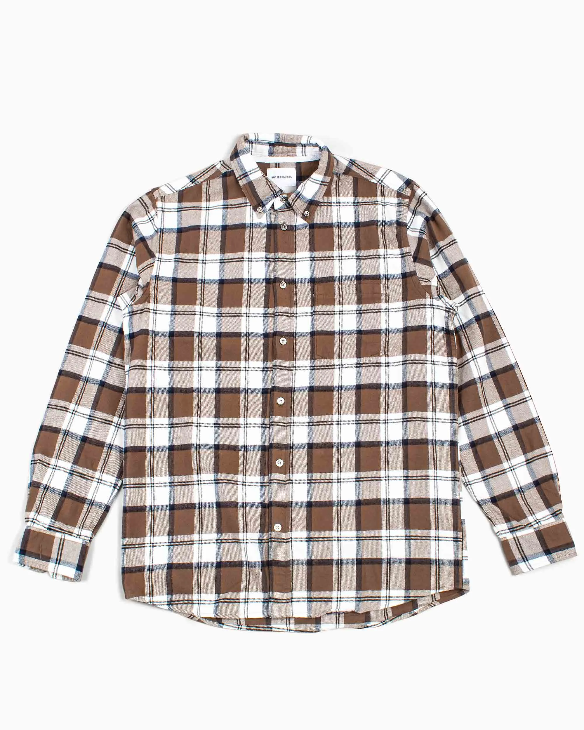 Norse Projects Anton Brushed Flannel Check Taupe sold by Lost & Found