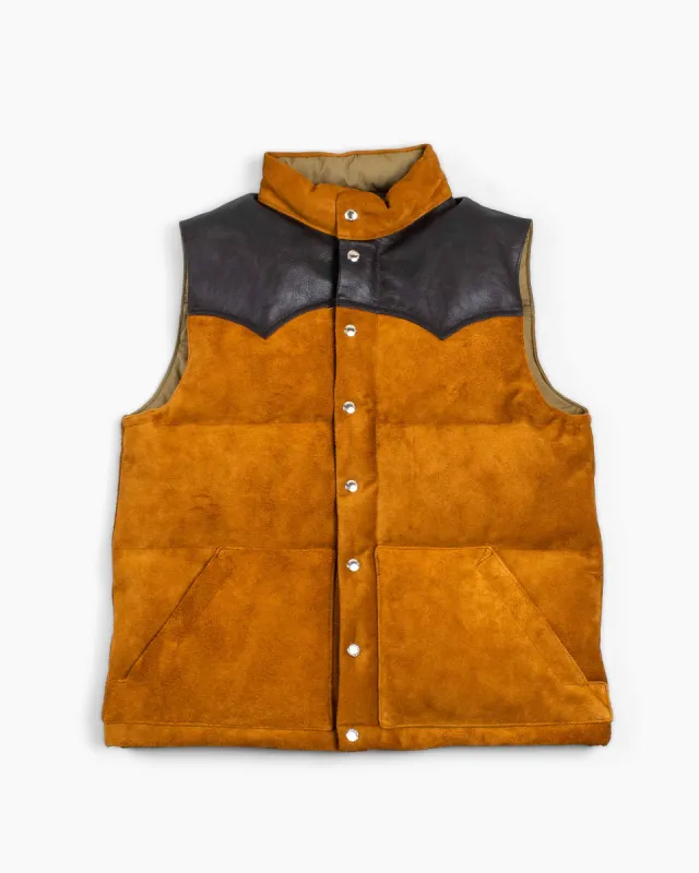 The Real McCoy's MJ22120 Roughout Down Vest Raw Sienna sold by Lost & Found