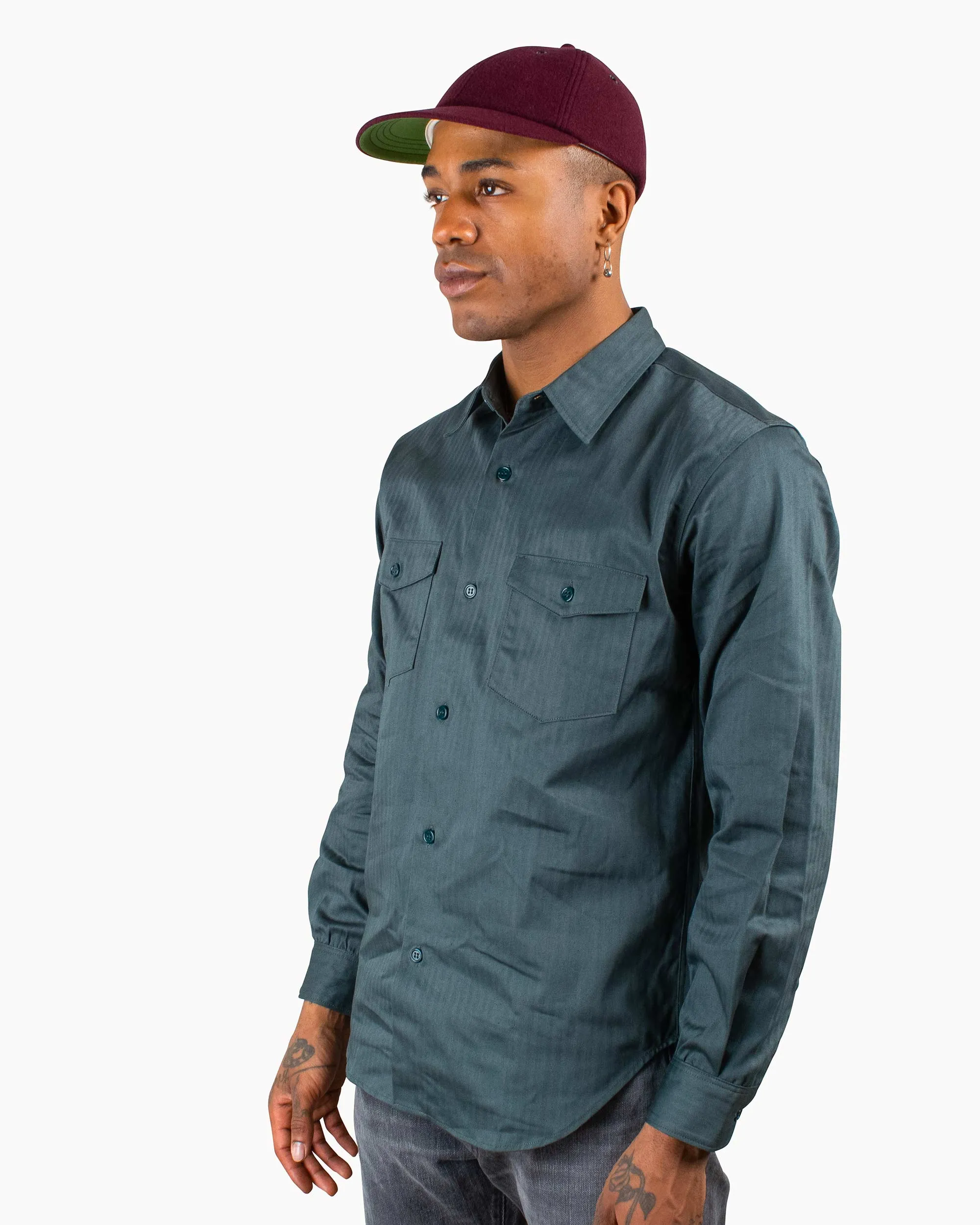 The Real McCoy's MS20010 8HU HBT Workshirt L/S Forest sold by Lost & Found product image thumbnail 4