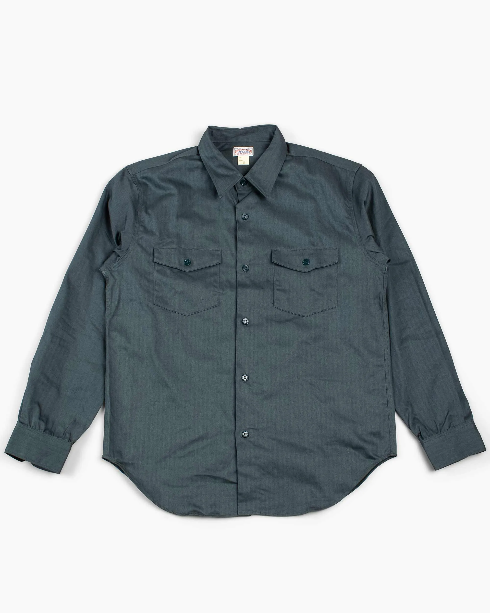 The Real McCoy's MS20010 8HU HBT Workshirt L/S Forest sold by Lost & Found