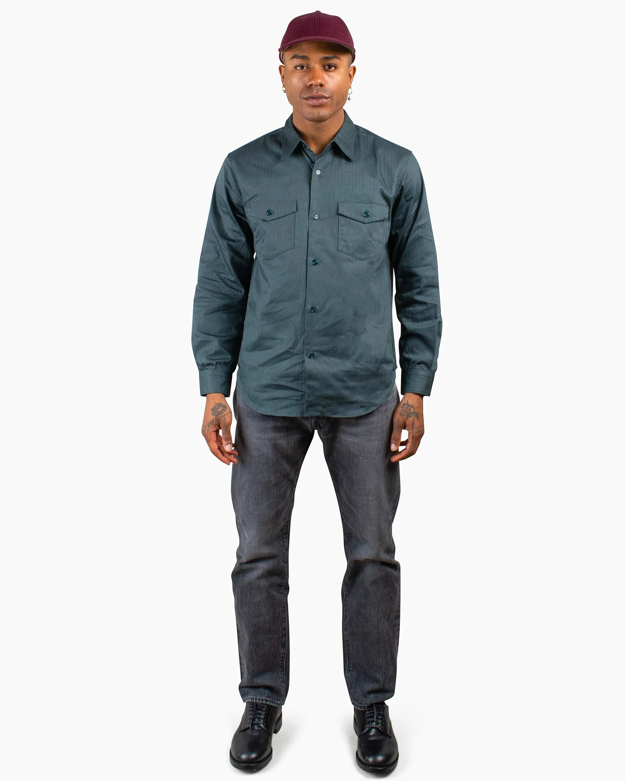The Real McCoy's MS20010 8HU HBT Workshirt L/S Forest sold by Lost & Found product image thumbnail 2
