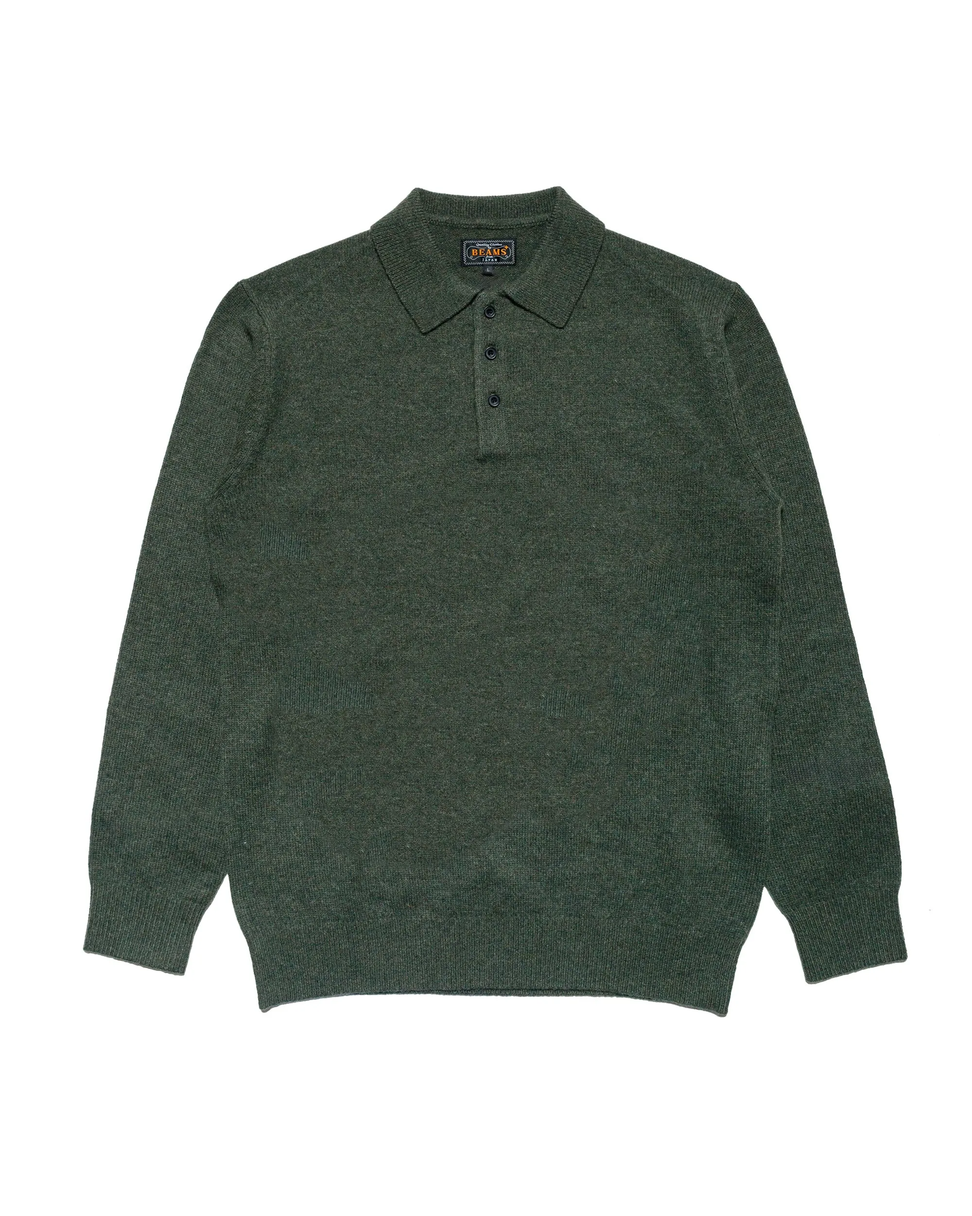 Beams Plus Knit Polo 9G Green sold by Lost & Found