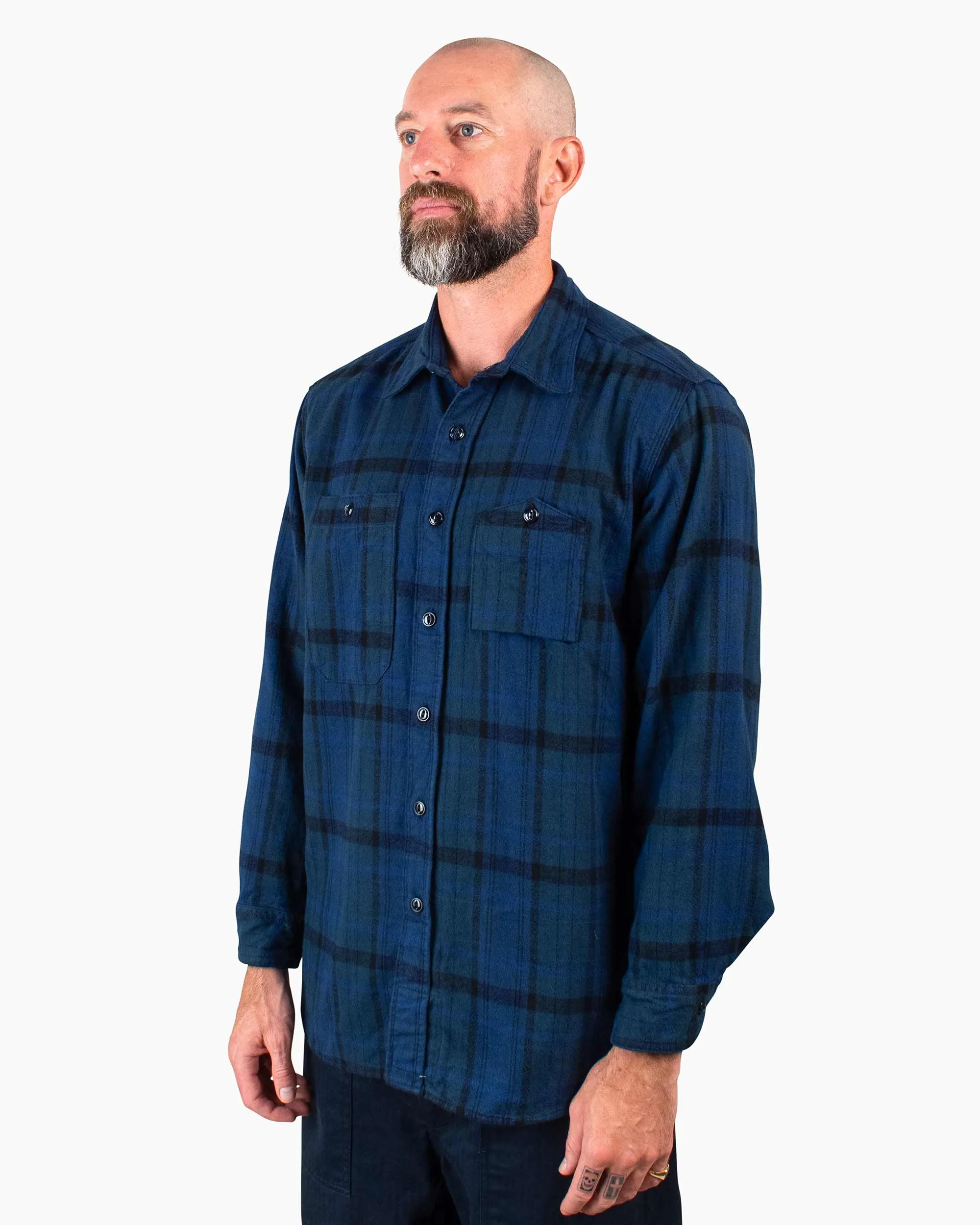 Engineered Garments Work Shirt Navy/Black Plaid Cotton Flannel sold by Lost & Found product image thumbnail 4