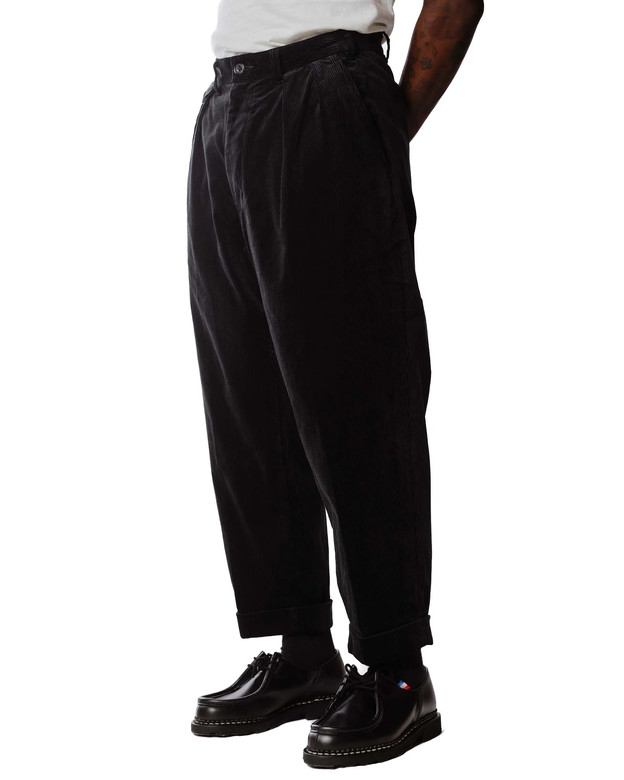 Beams Plus 2Pleats Corduroy Charcoal Grey sold by Lost & Found product image thumbnail 3