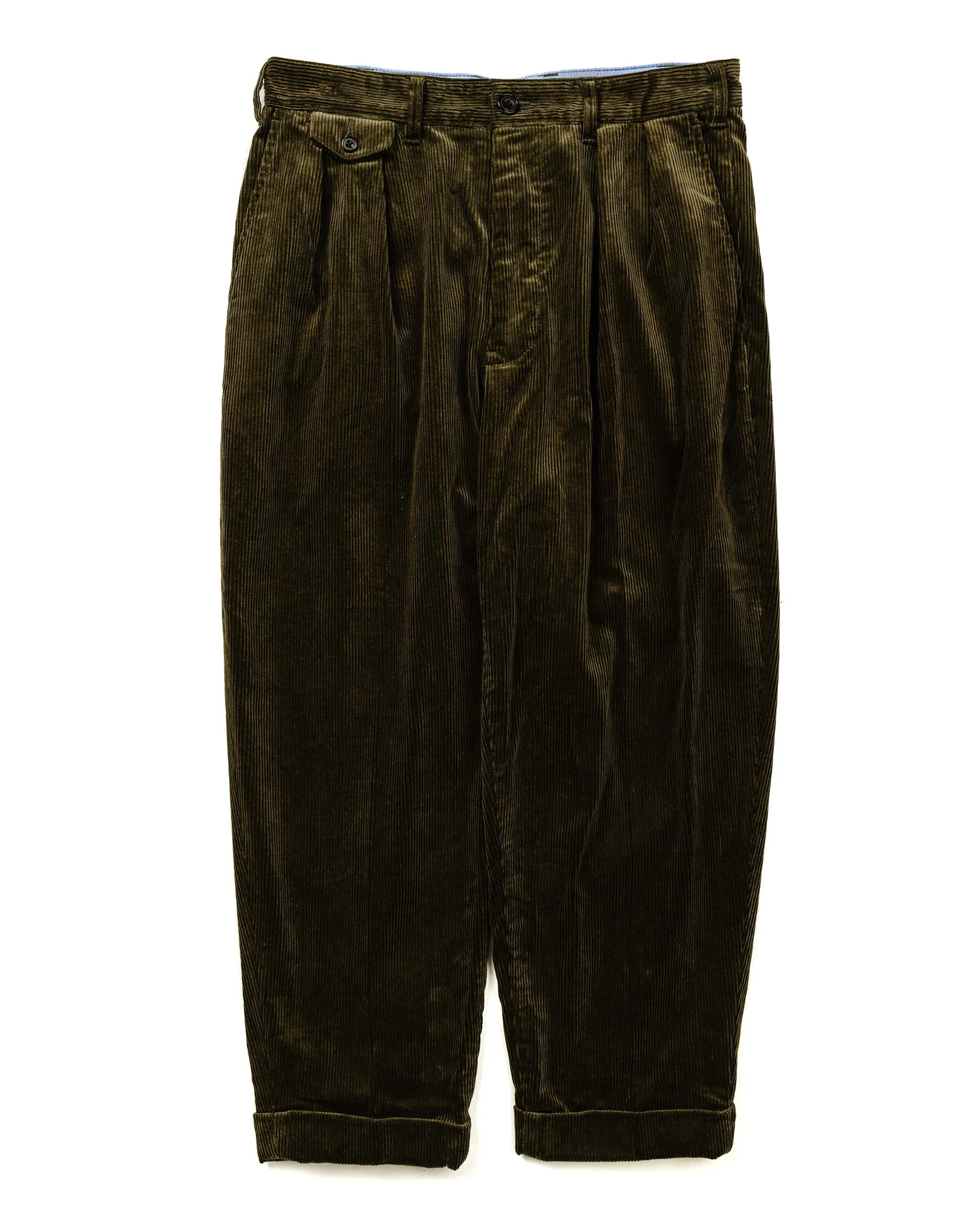 Beams Plus 2Pleats Corduroy Dark Green sold by Lost & Found