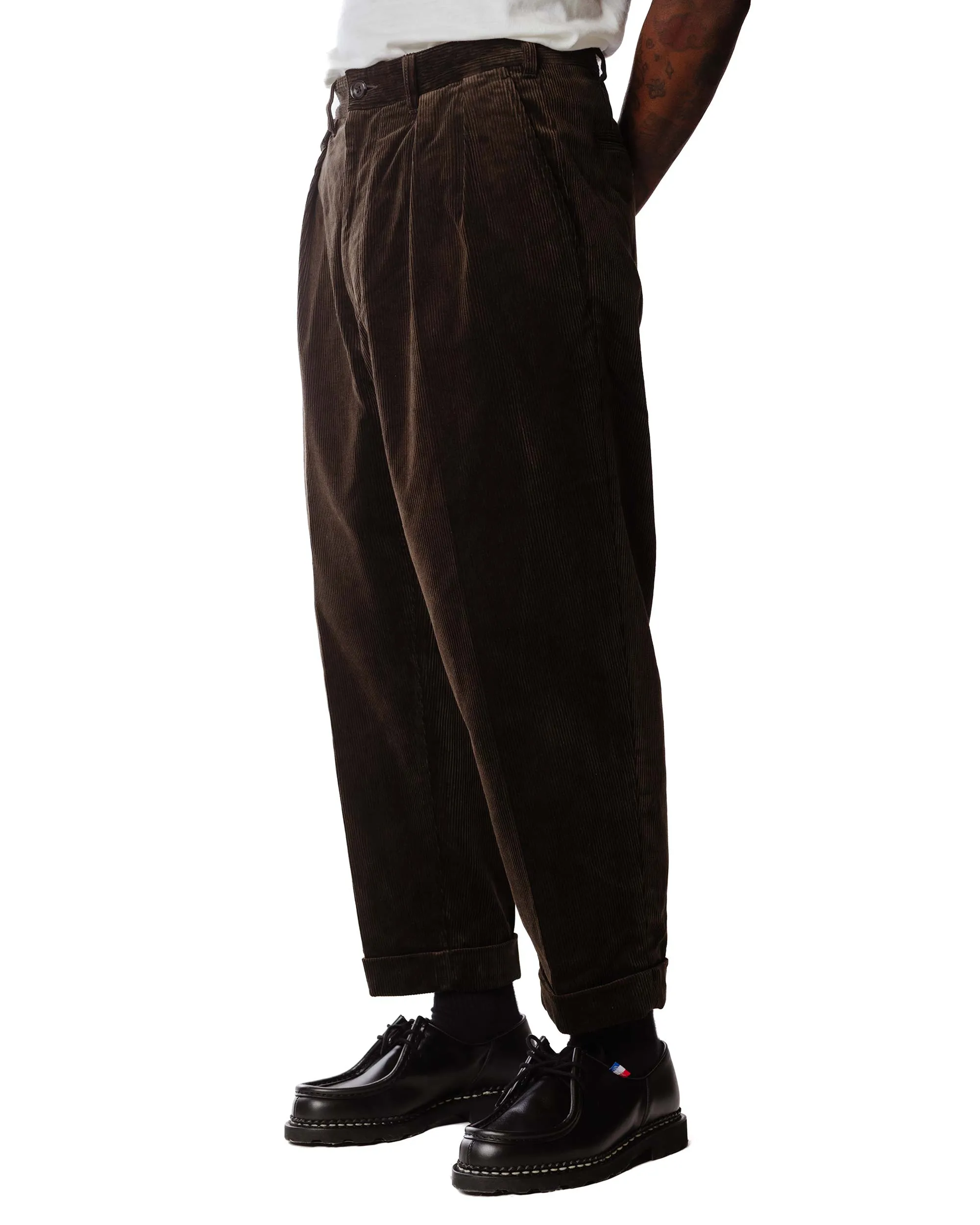 Beams Plus 2Pleats Corduroy Dark Brown sold by Lost & Found product image thumbnail 2