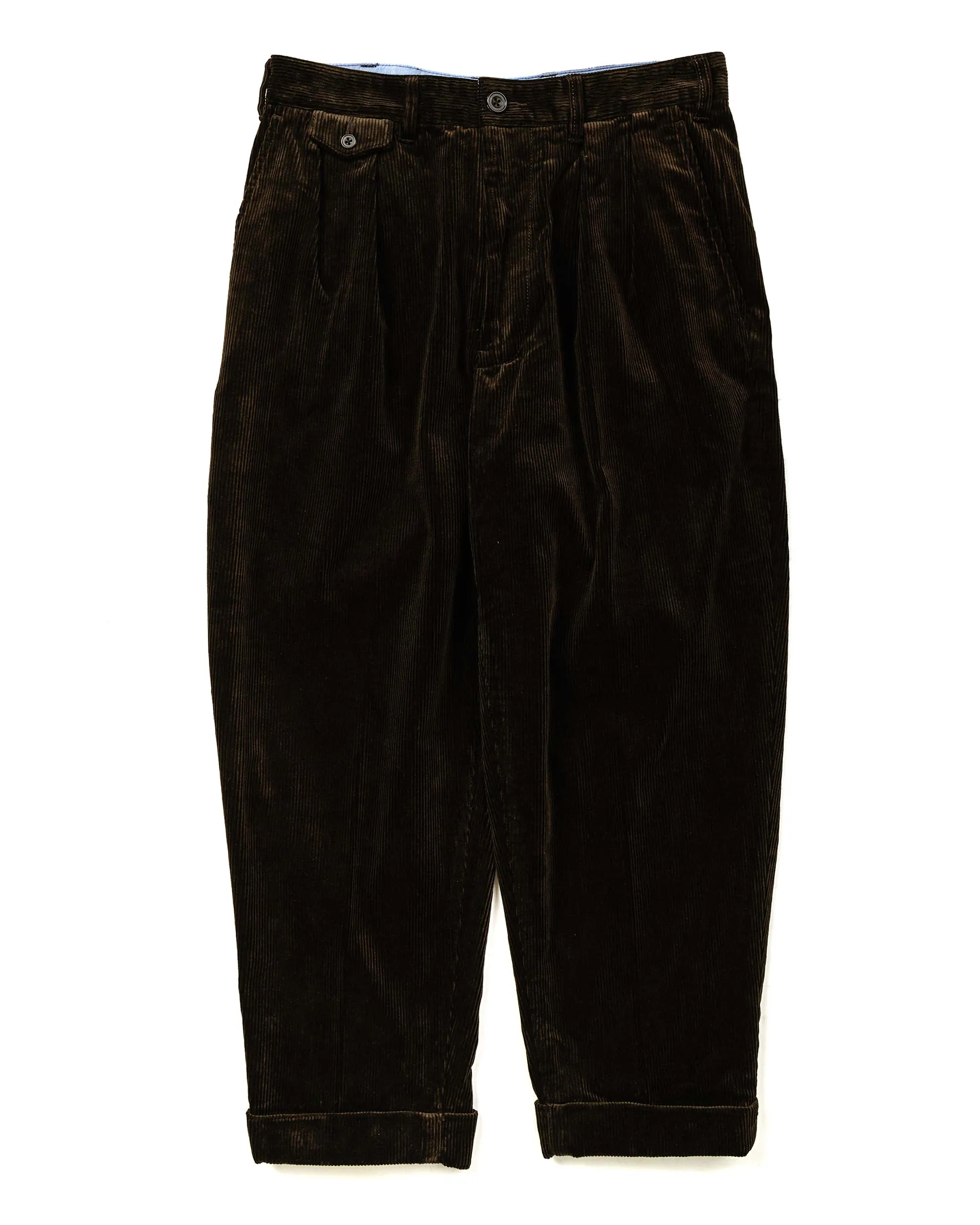Beams Plus 2Pleats Corduroy Dark Brown sold by Lost & Found