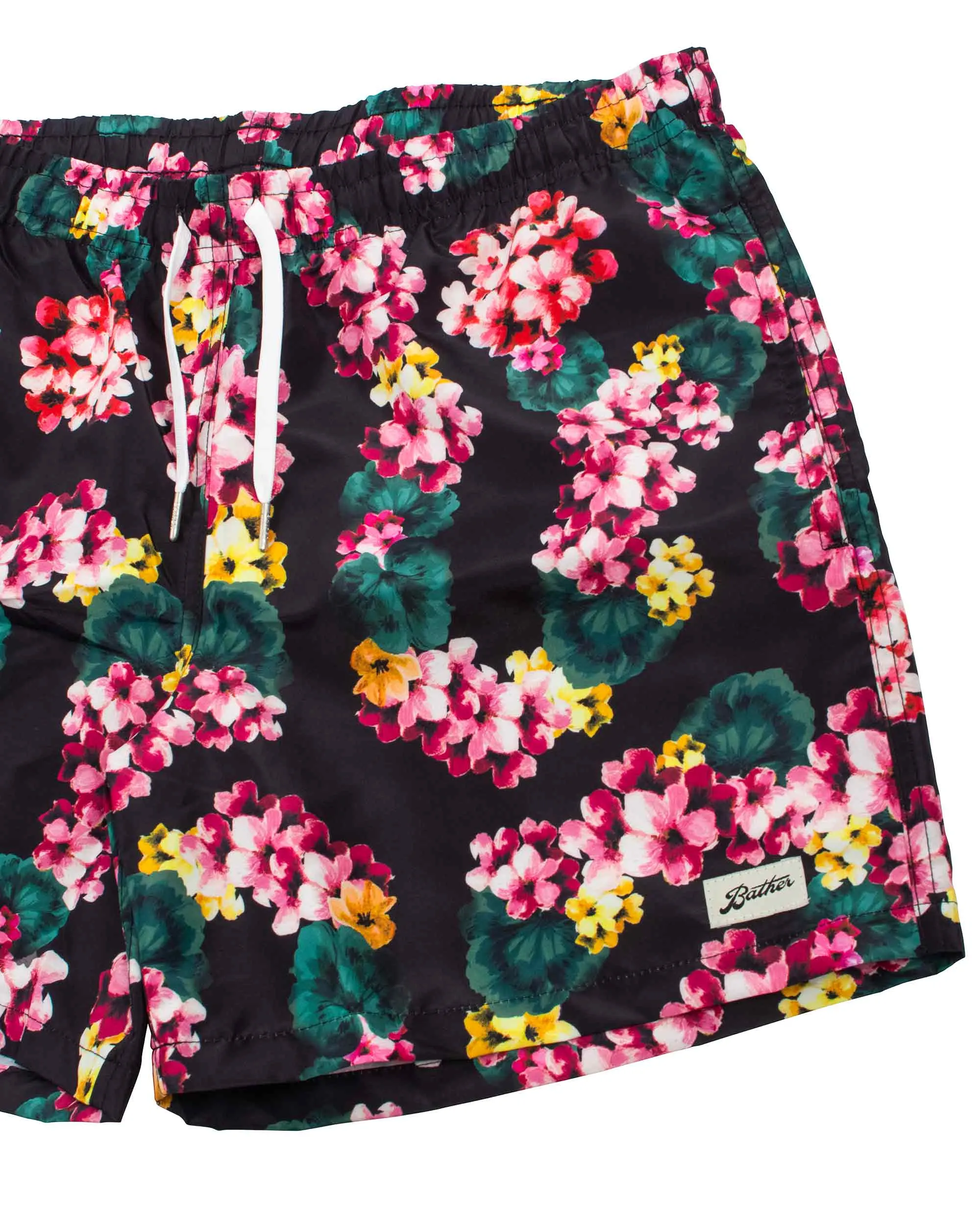 Bather Black Floral Lei Swim Trunk sold by Lost & Found product image thumbnail 5