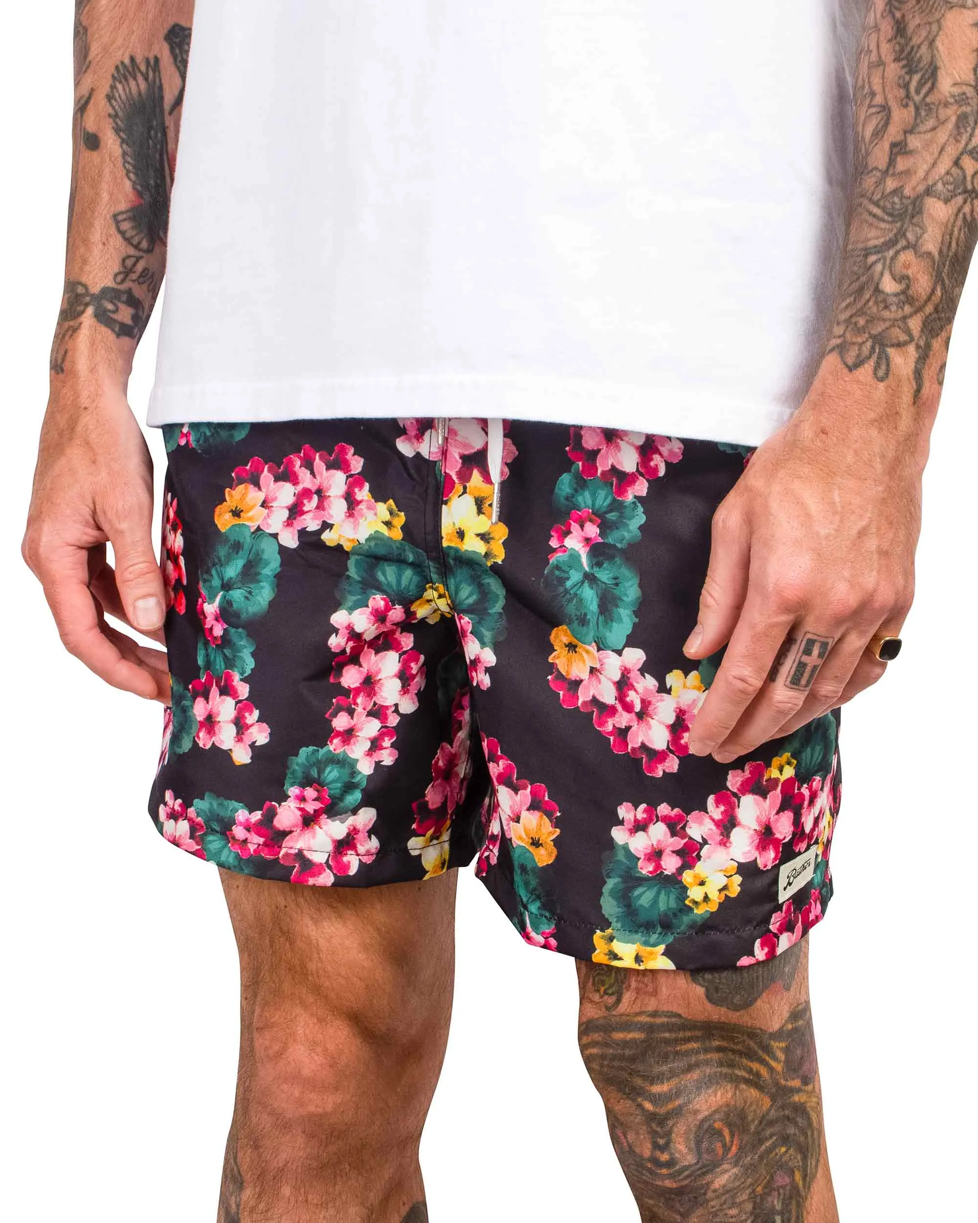 Bather Black Floral Lei Swim Trunk sold by Lost & Found product image thumbnail 4