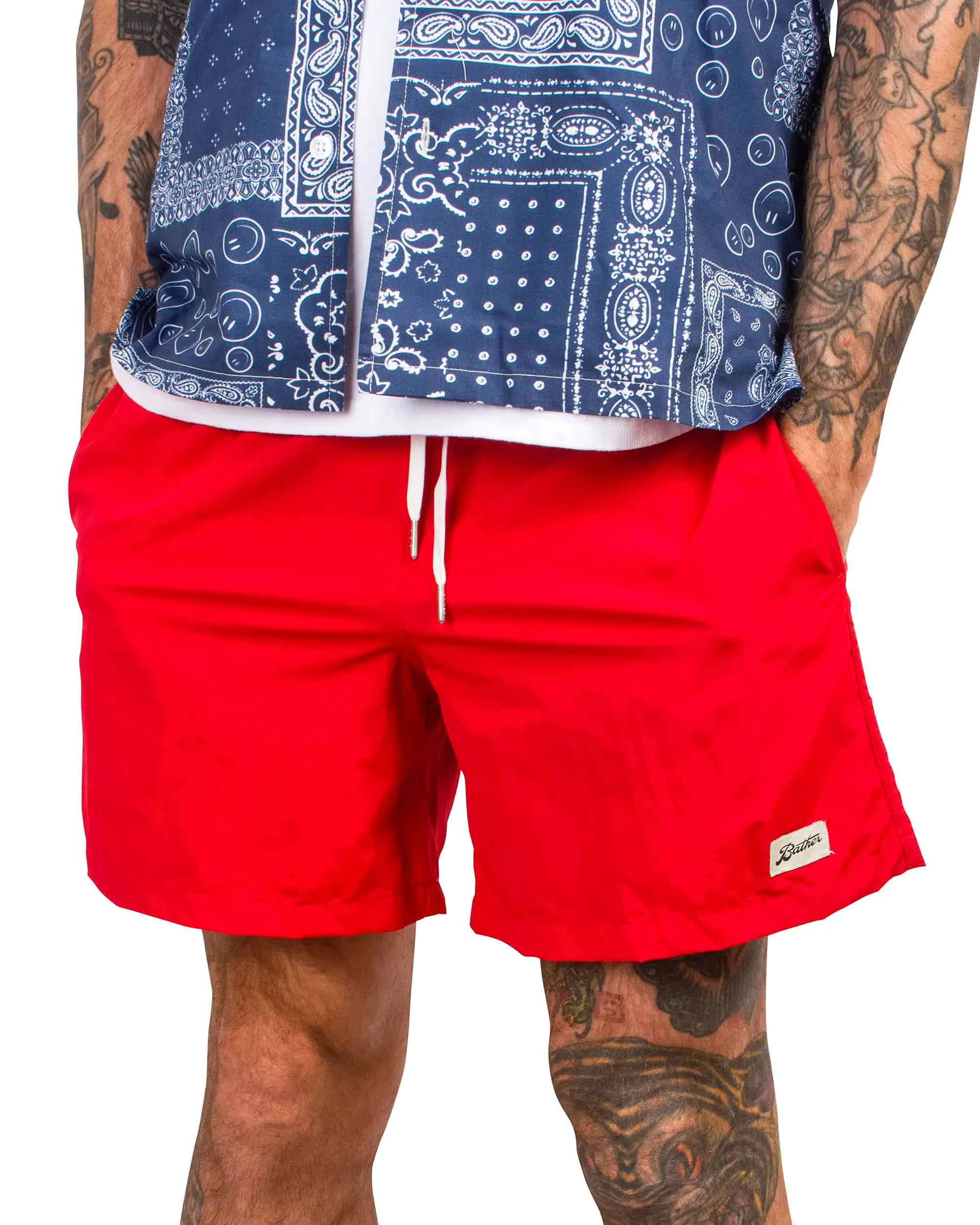 Bather Solid Red Swim Trunk sold by Lost & Found product image thumbnail 4
