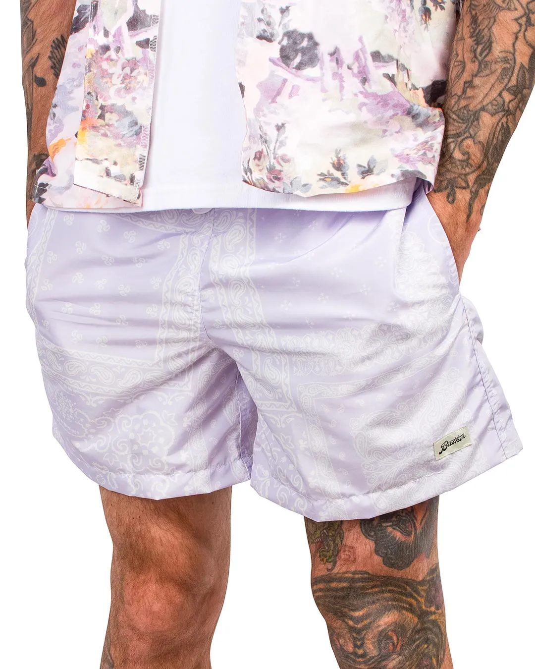 Bather Lilac Bandana Swim Trunk sold by Lost & Found product image thumbnail 4