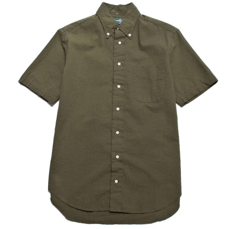 Gitman Vintage Bros. Olive Seersucker Shirt sold by Lost & Found