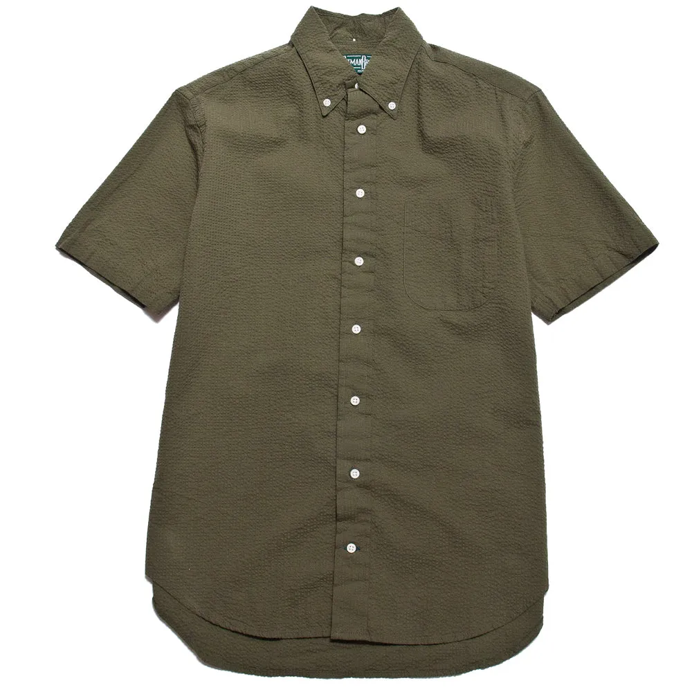 Gitman Vintage Bros. Olive Seersucker Shirt sold by Lost & Found