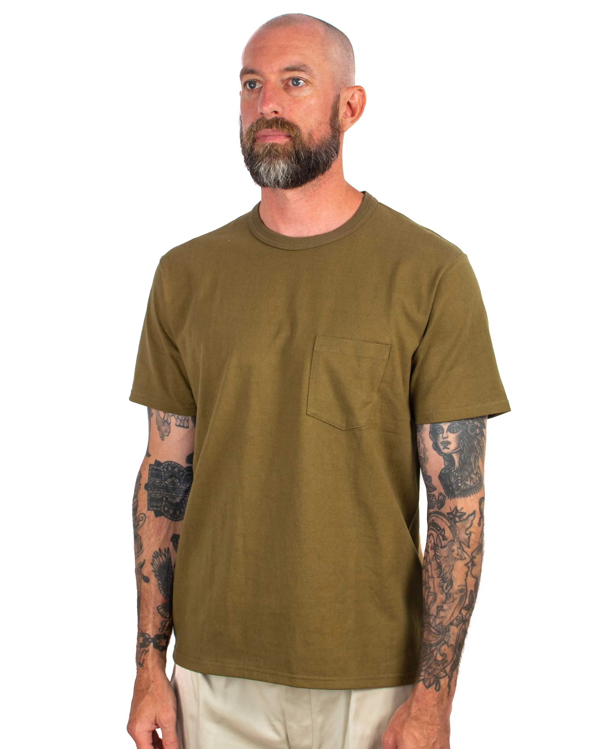 The Real McCoy's MC22006 Pocket Tee Olive sold by Lost & Found product image thumbnail 4