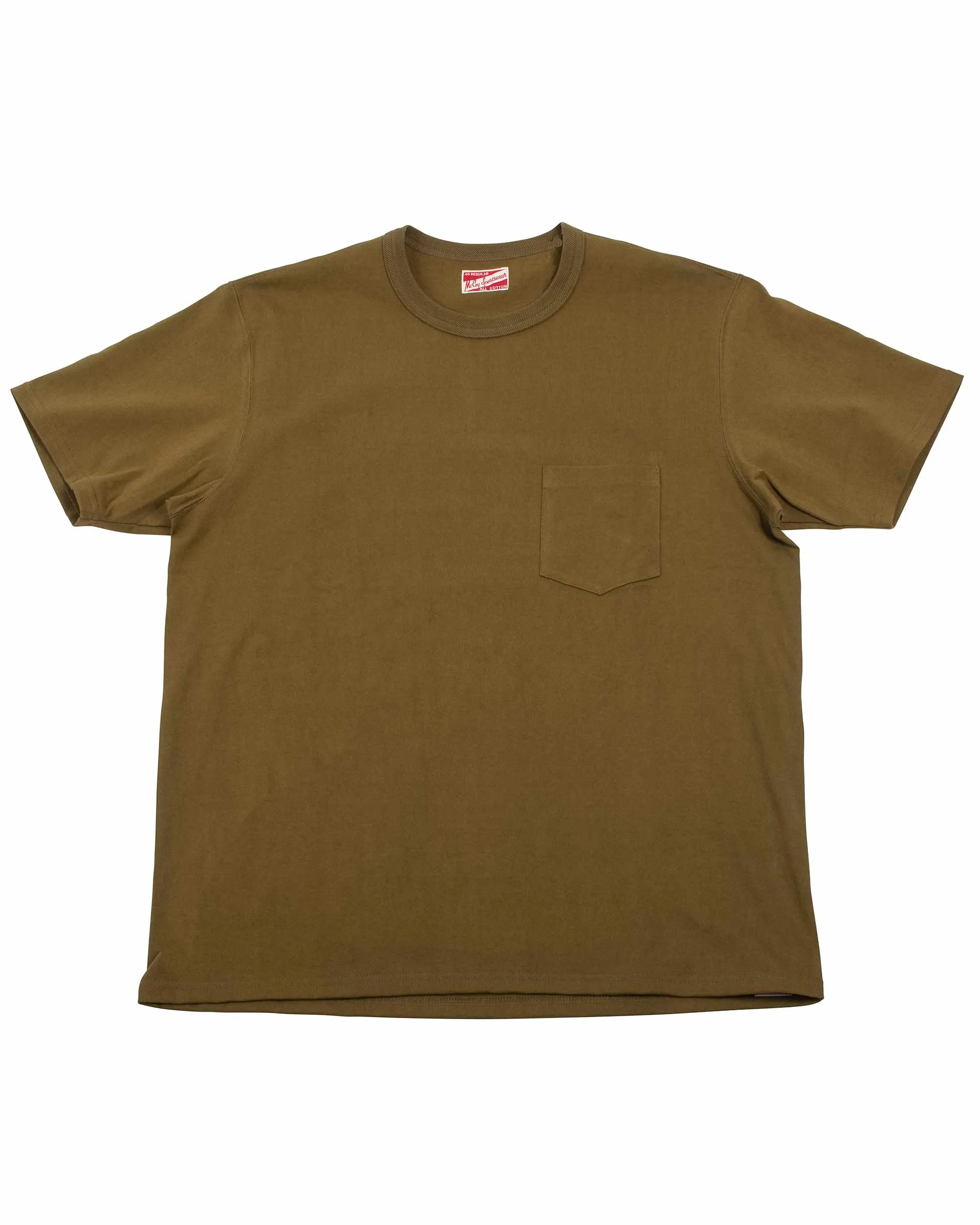 The Real McCoy's MC22006 Pocket Tee Olive sold by Lost & Found