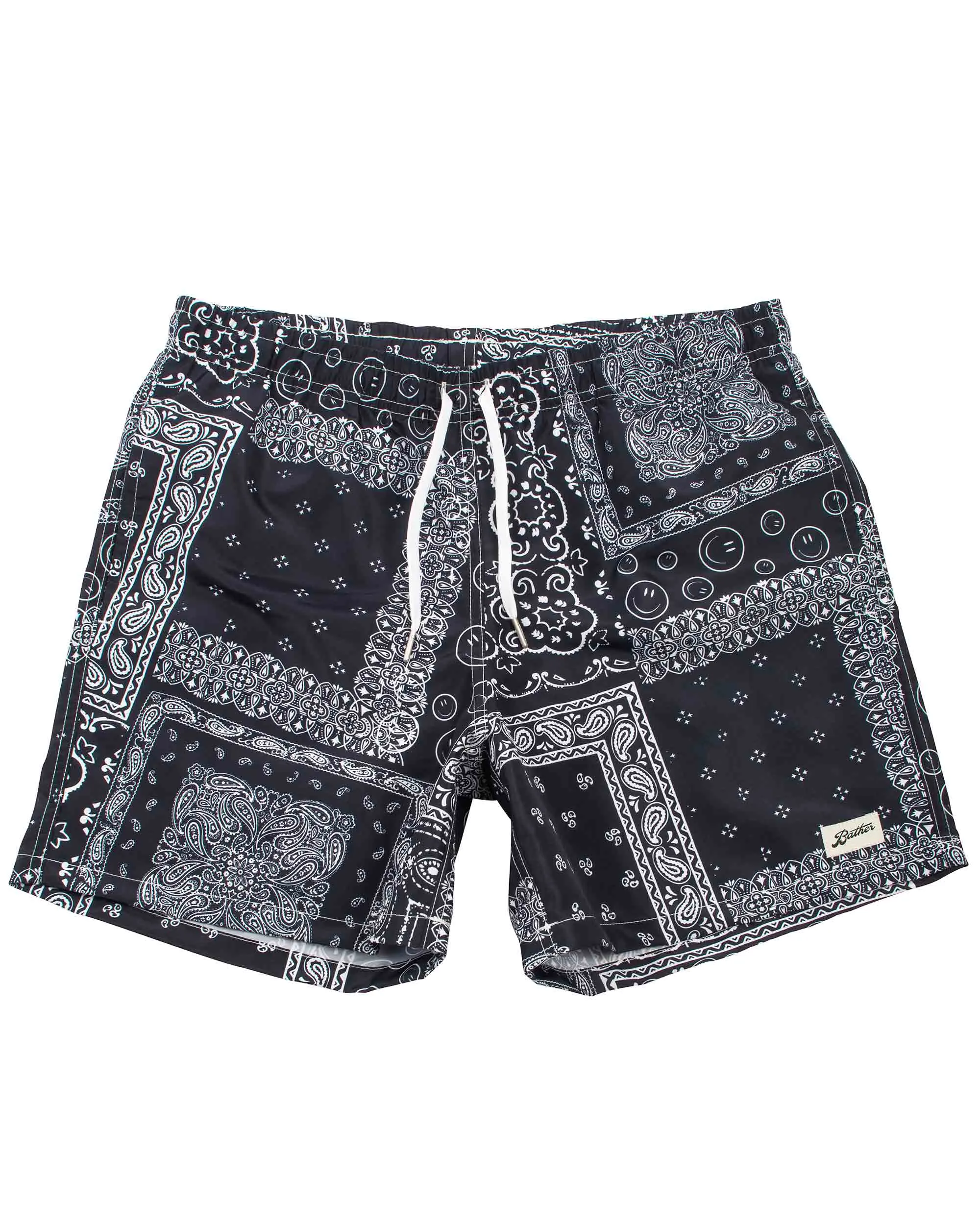 Bather Black Bandana Swim Trunk sold by Lost & Found