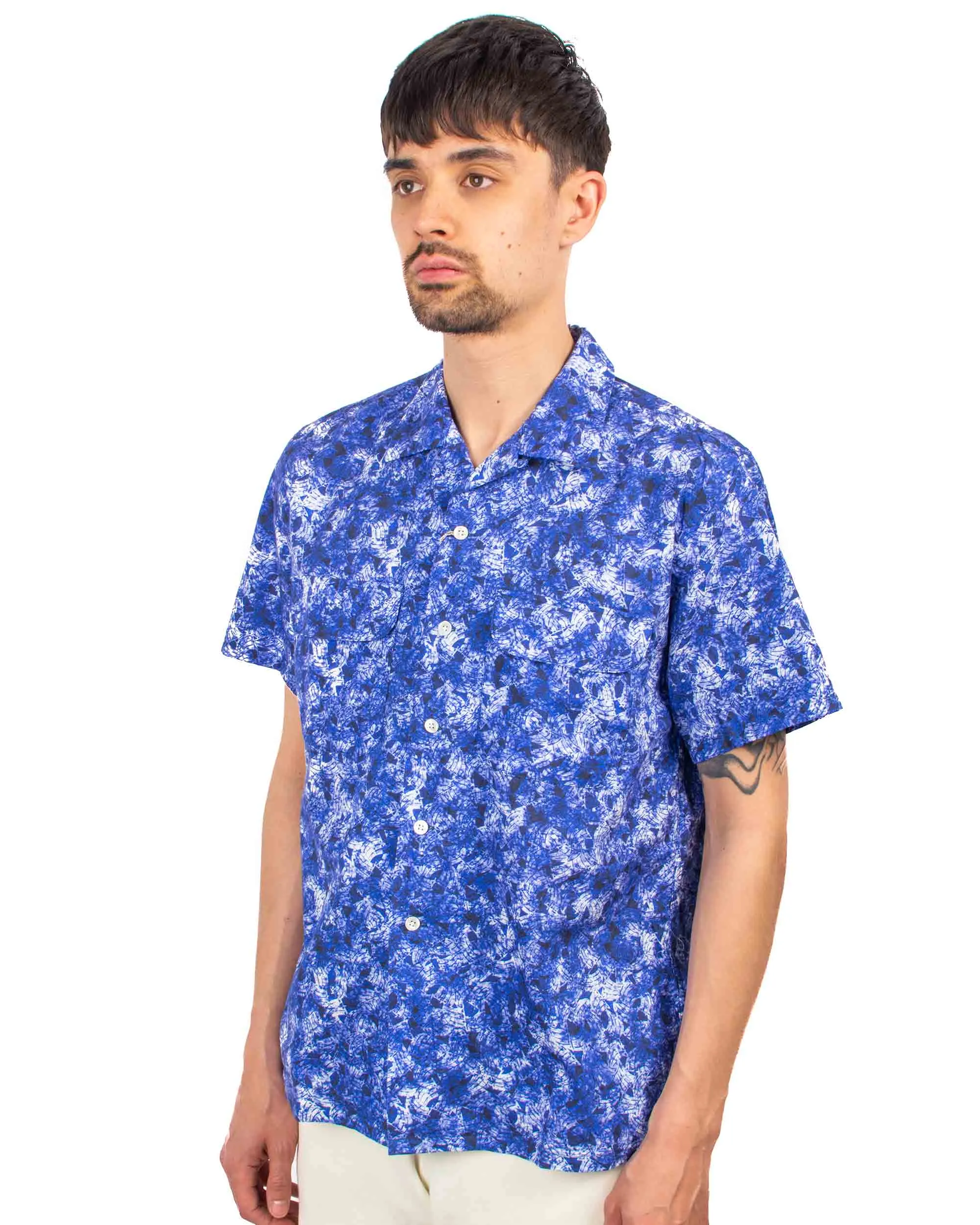 Beams Plus Open Collar Short Sleeve 'Kyoto Pattern' Print Sail Pattern sold by Lost & Found product image thumbnail 4