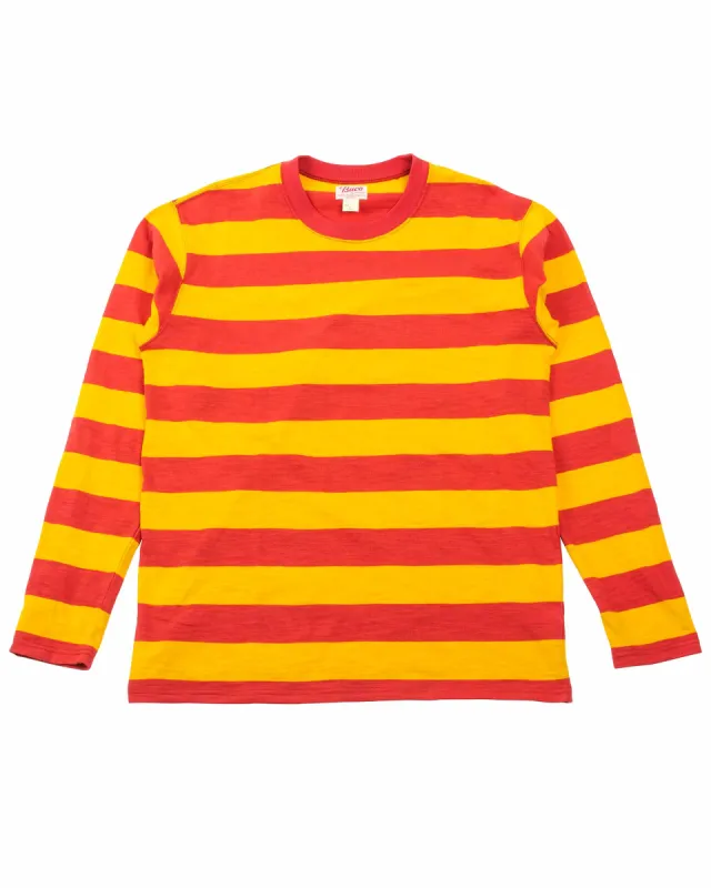 The Real McCoy's BC22005 Buco Stripe Tee L/S Salmon sold by Lost & Found