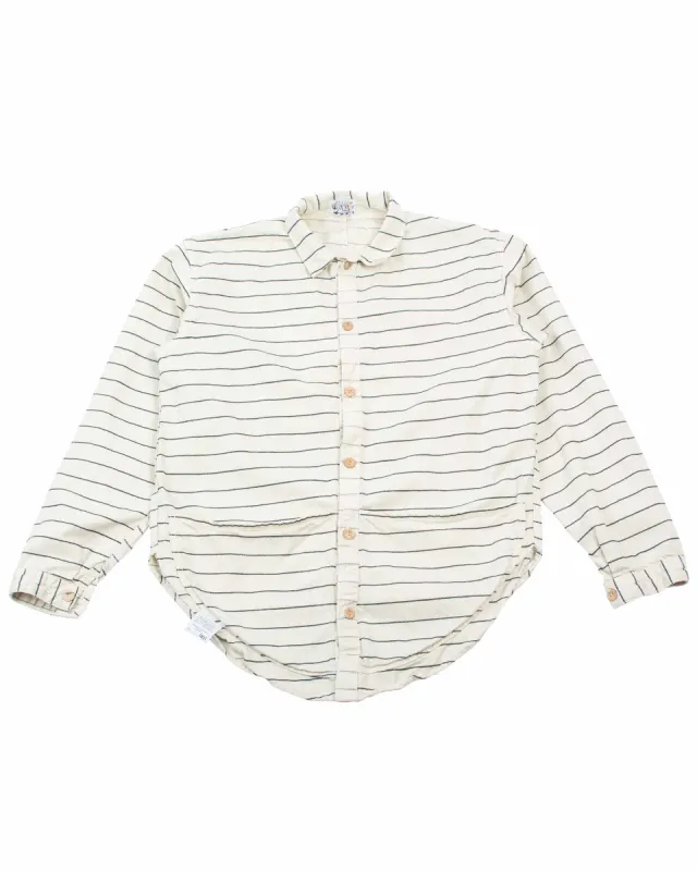 Tender Type 441 Compass Pocket Shirt Inverse Butcher's Stripe Cotton Twill Rinsed Ecru sold by Lost & Found