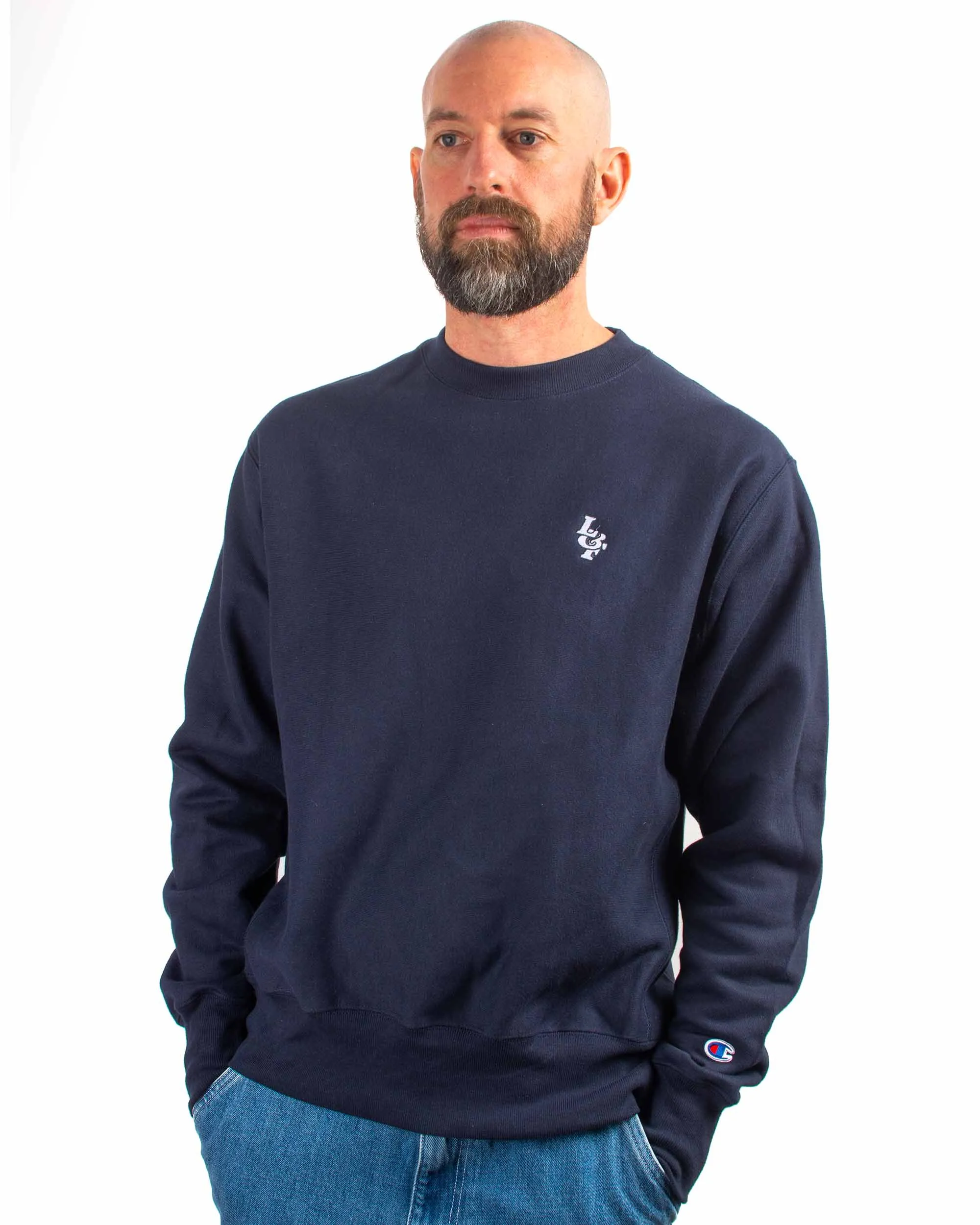 Lost & Found Reverse Weave Crewneck Navy sold by Lost & Found product image thumbnail 4