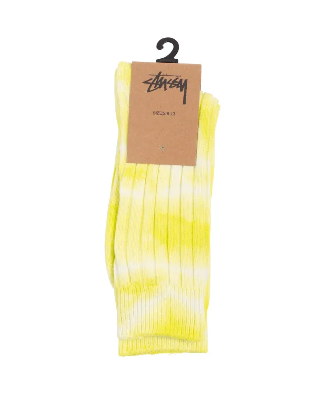 Stüssy Dyed Ribbed Crew Socks Lime sold by Lost & Found